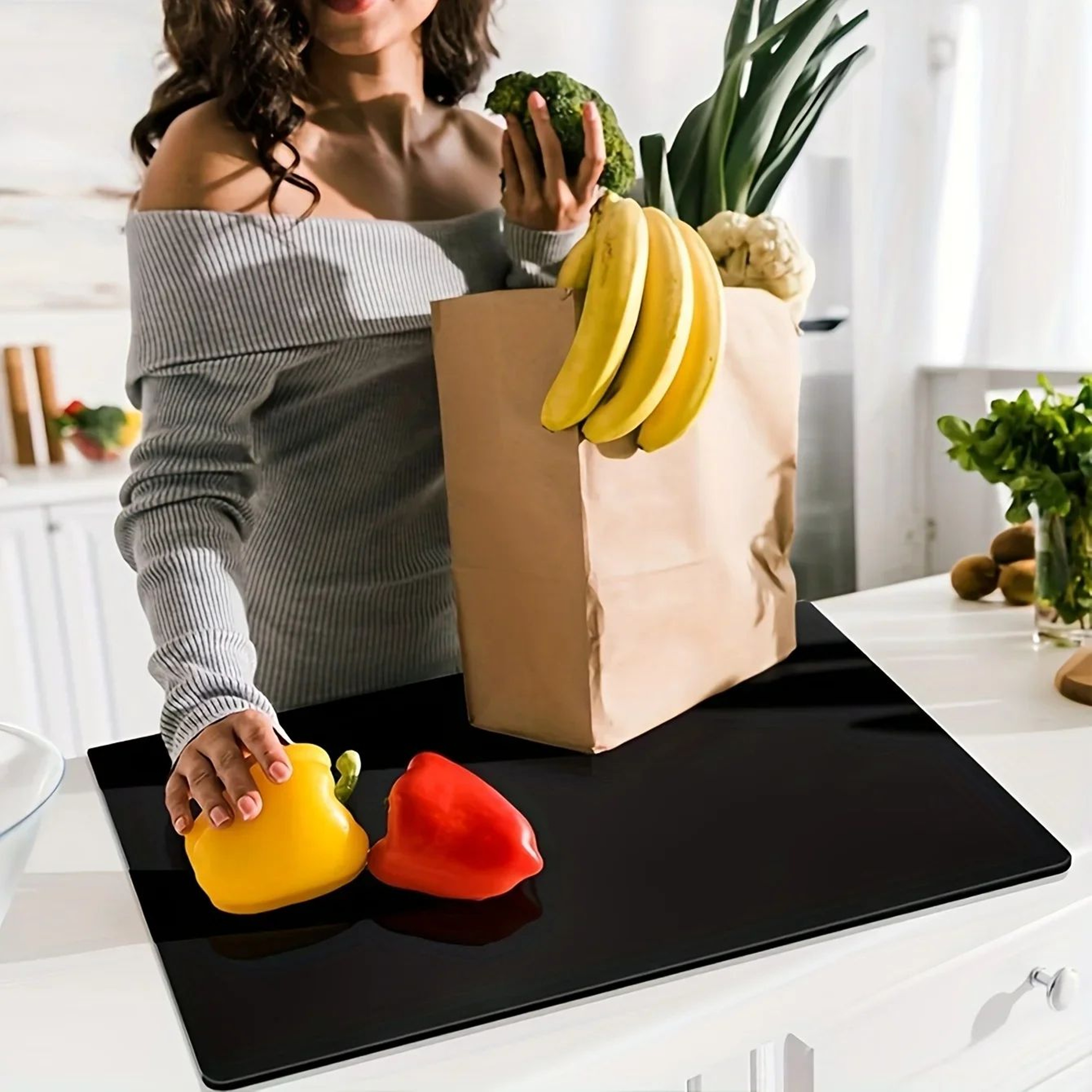 Acrylic Cutting Board With Raised Edge Non Slip Mats Transparent Countertop Protector For Fruit Veg 2