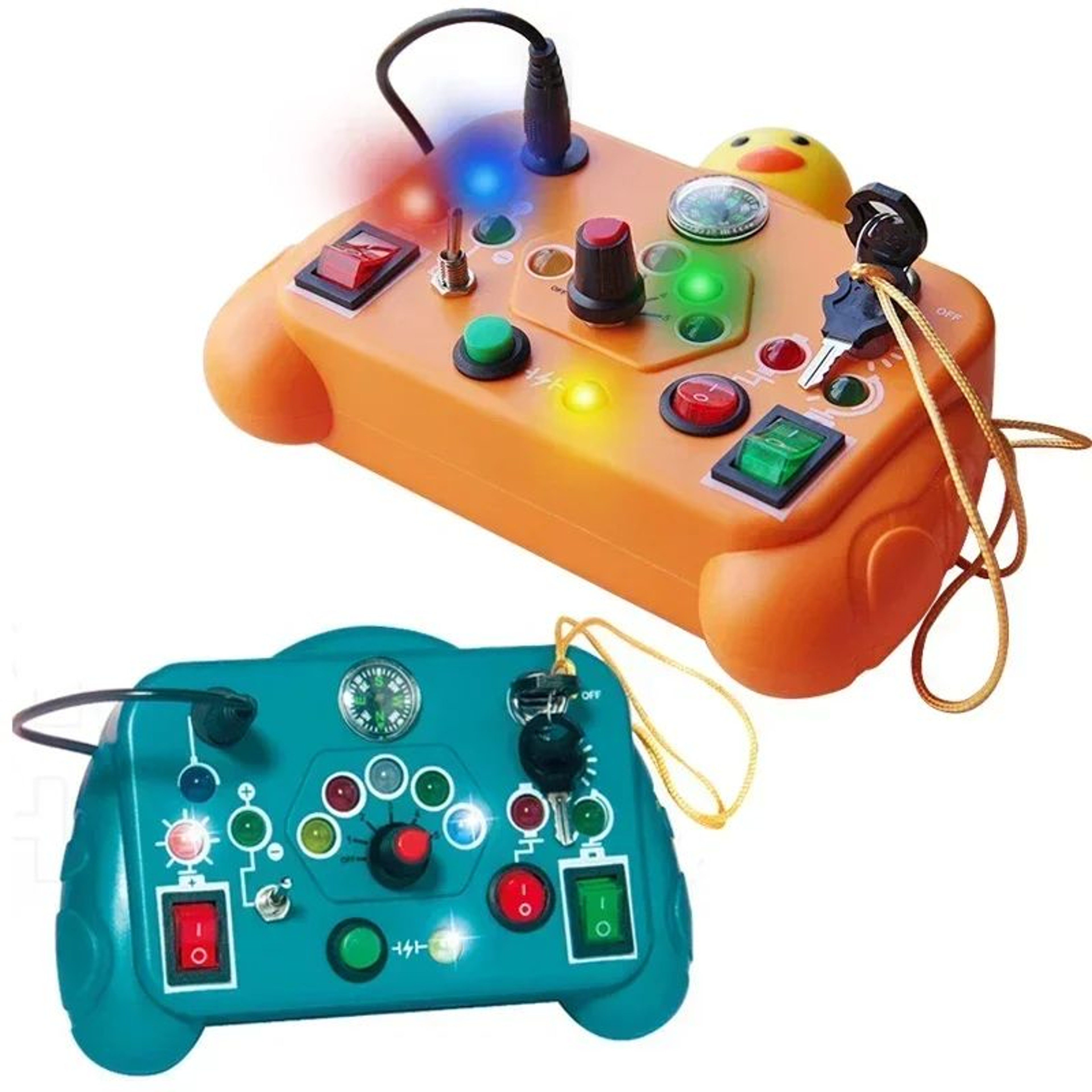 Montessori Busy Board Sensory Toy With LED Light Switch Travel Activity Game With Sound Option For  0