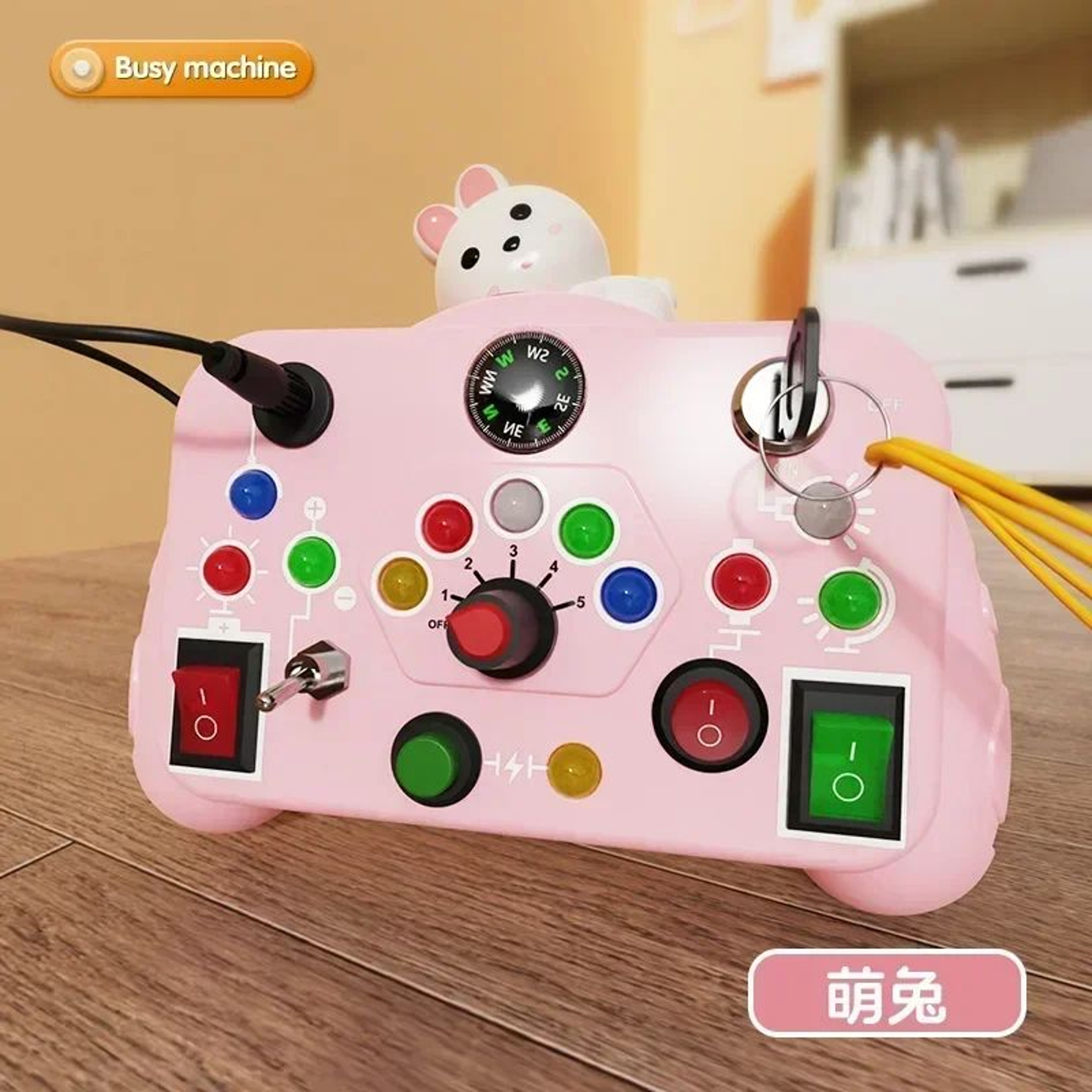 Montessori Busy Board Sensory Toy With LED Light Switch Travel Activity Game With Sound Option For  11