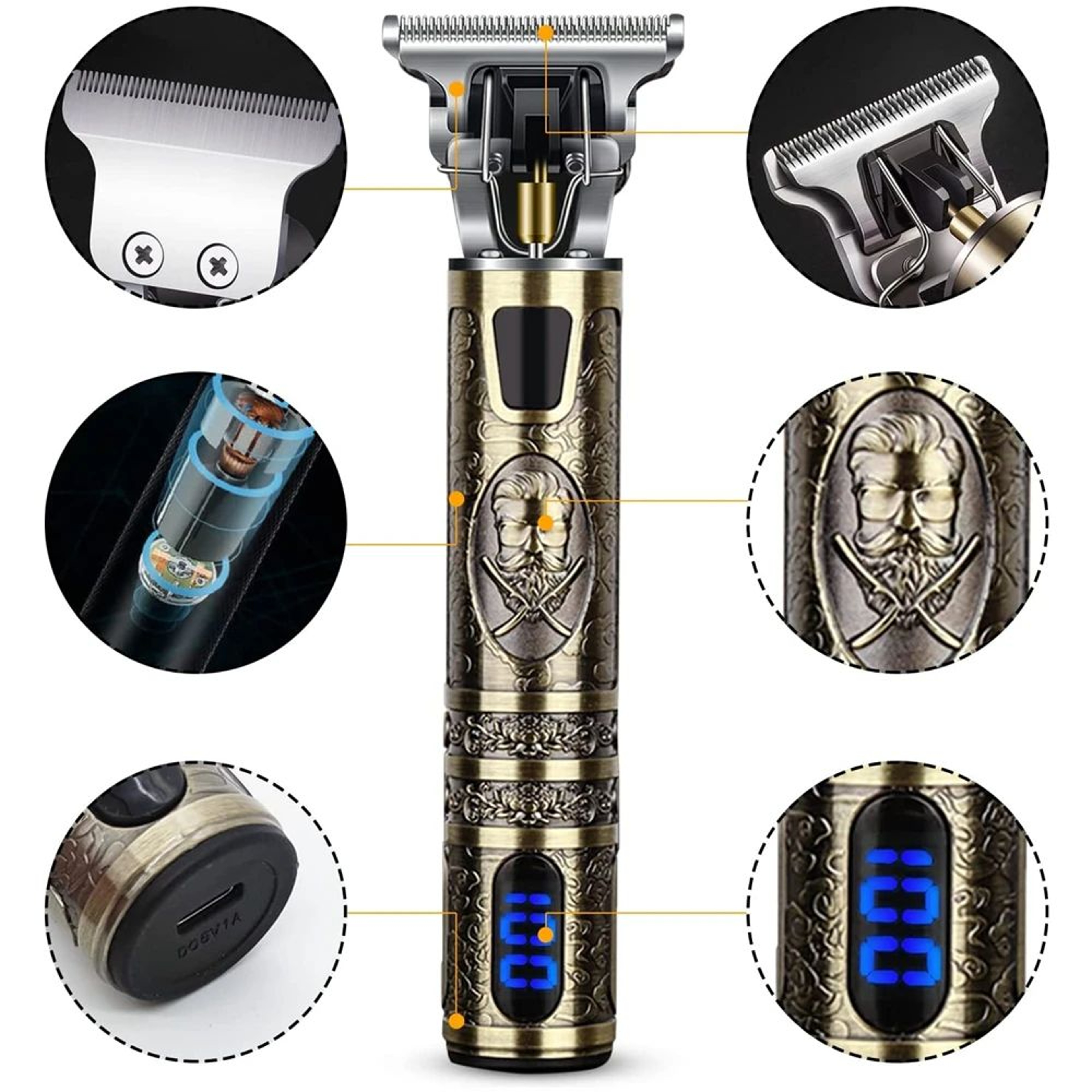 T9 LCD Hair Trimmer For Men Precision Beard And Body Clipper Wet Dry Waterproof Blades 90 Minute Ru 1