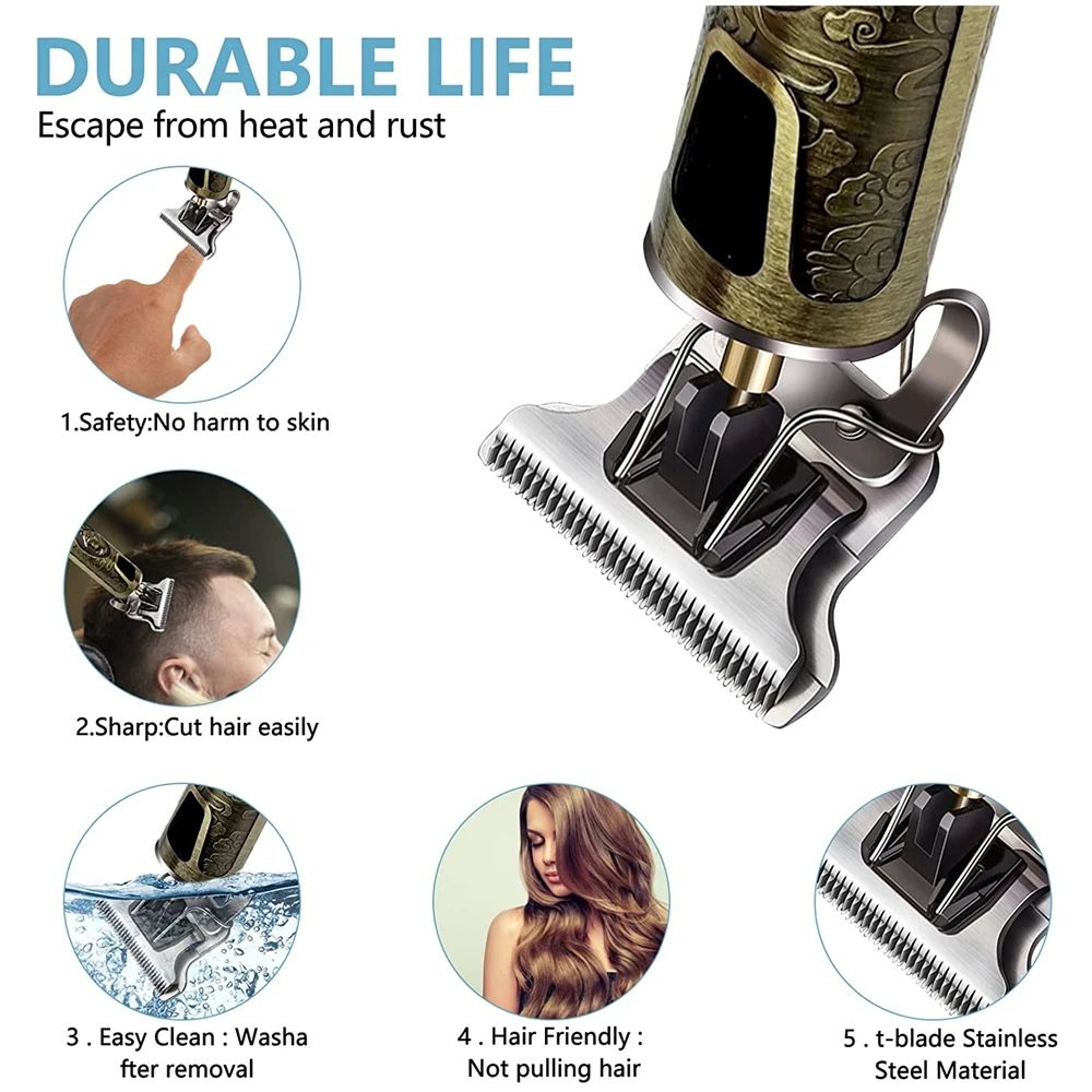 T9 LCD Hair Trimmer For Men Precision Beard And Body Clipper Wet Dry Waterproof Blades 90 Minute Ru 2