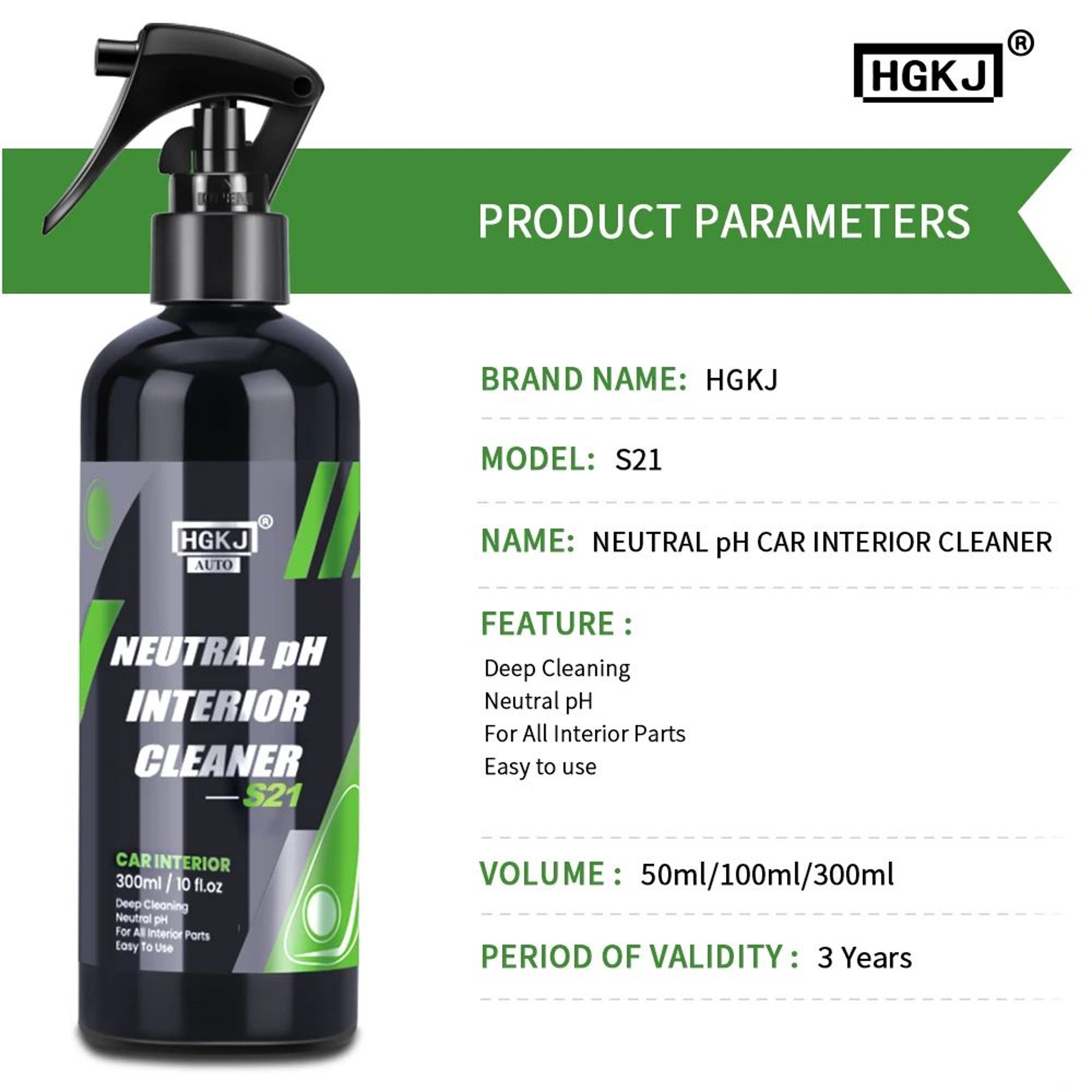 HGKJ S21 Waterless Car Interior Cleaner Spray For Leather Fabric Dash  Upholstery Neutral PH Auto C 5