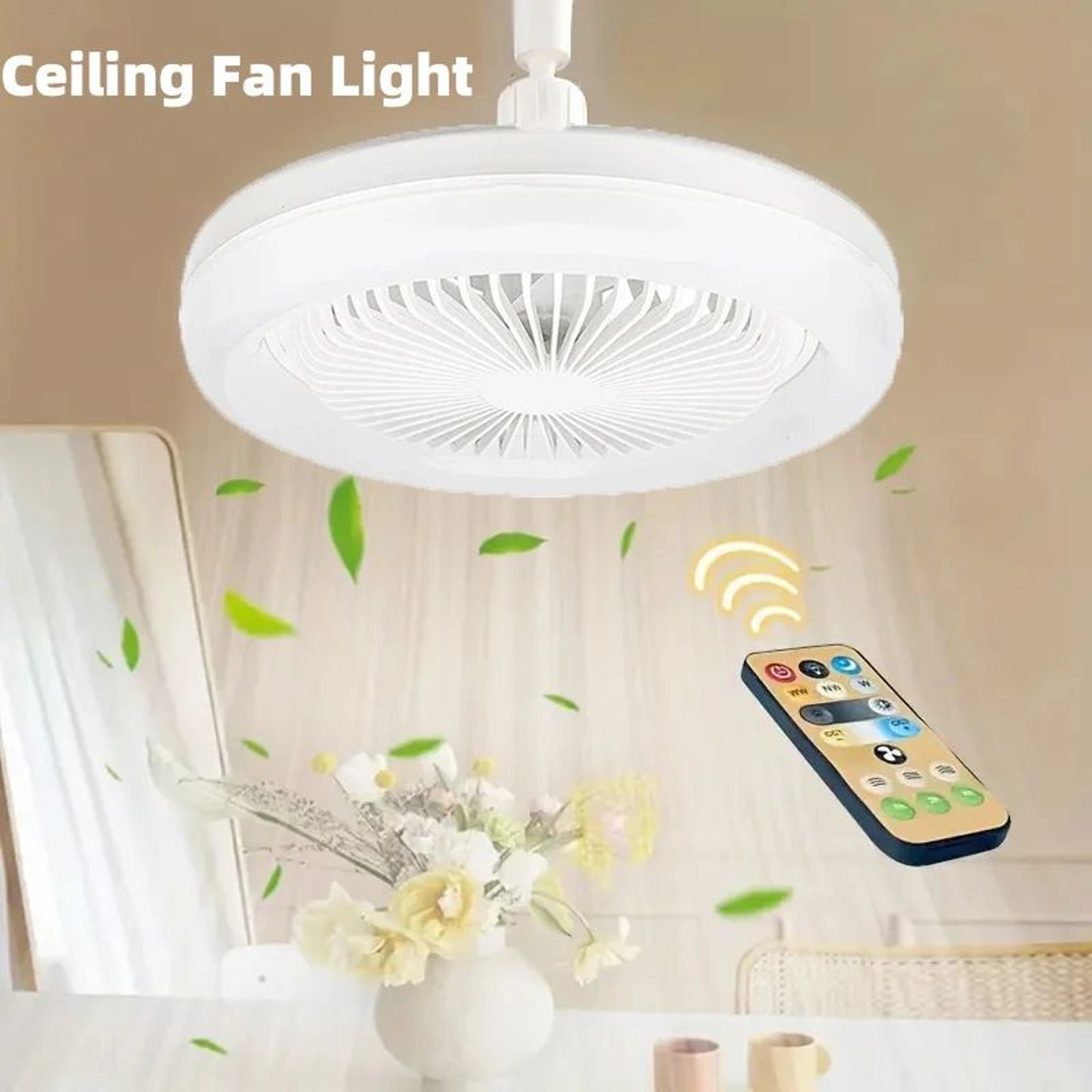 Smart 2in1 E27 Ceiling Fan With LED Light  Remote Control Quiet Adjustable Fan Lamp For Bedroom  Li 0