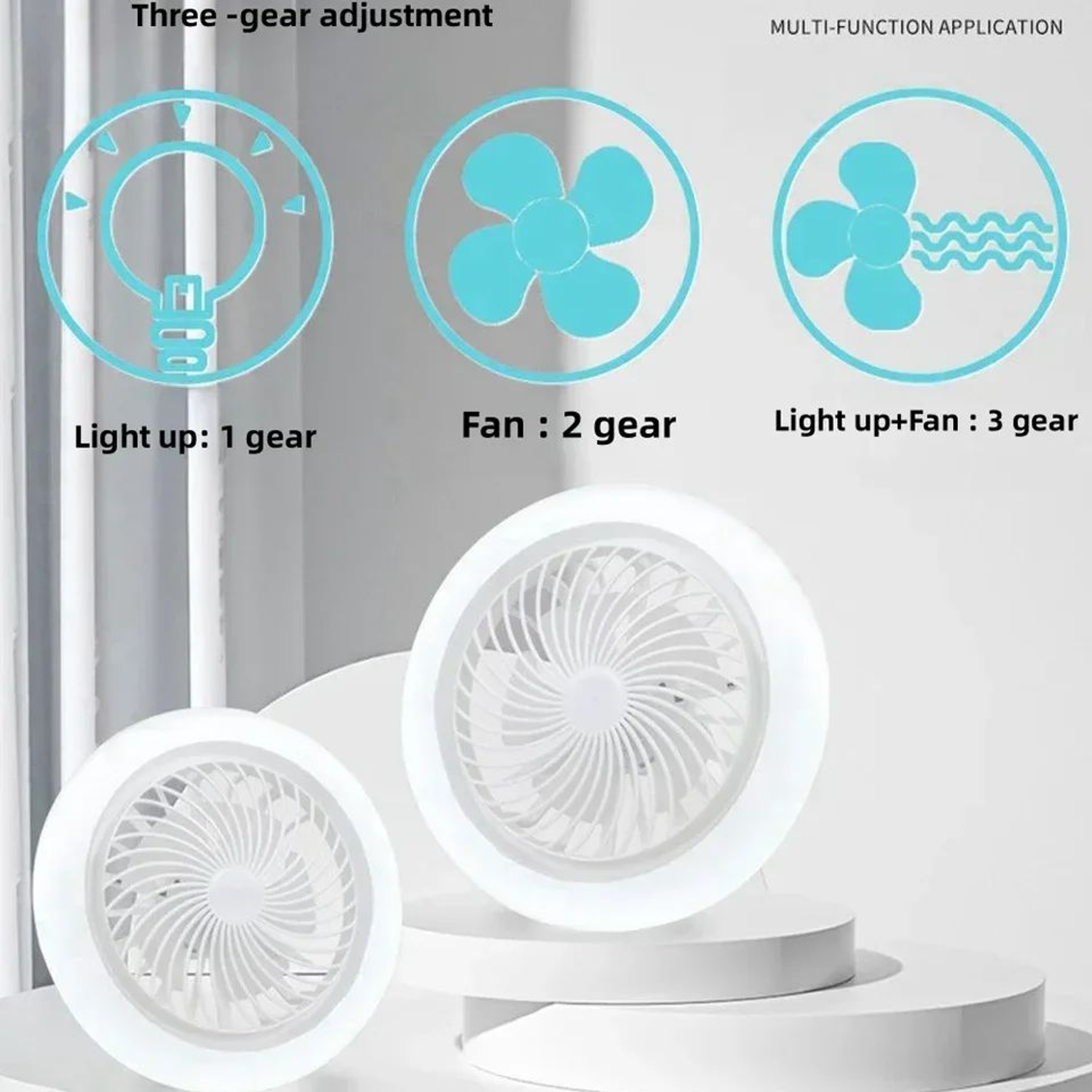Smart 2in1 E27 Ceiling Fan With LED Light  Remote Control Quiet Adjustable Fan Lamp For Bedroom  Li 1
