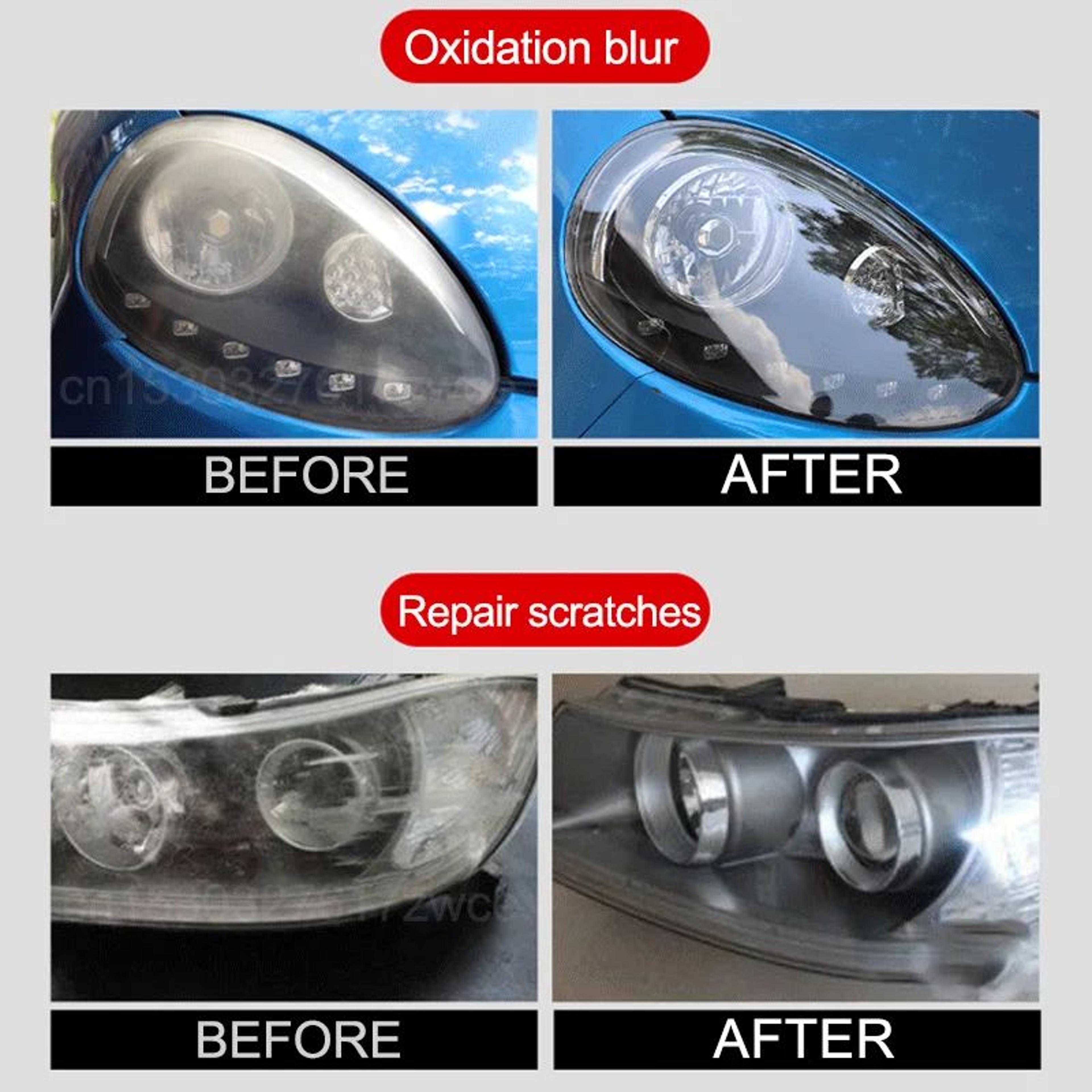 Car Headlight Restoration Kit With Polishing Paste Headlamp Cleaner  Oxidation Repair For Clear Bri 4