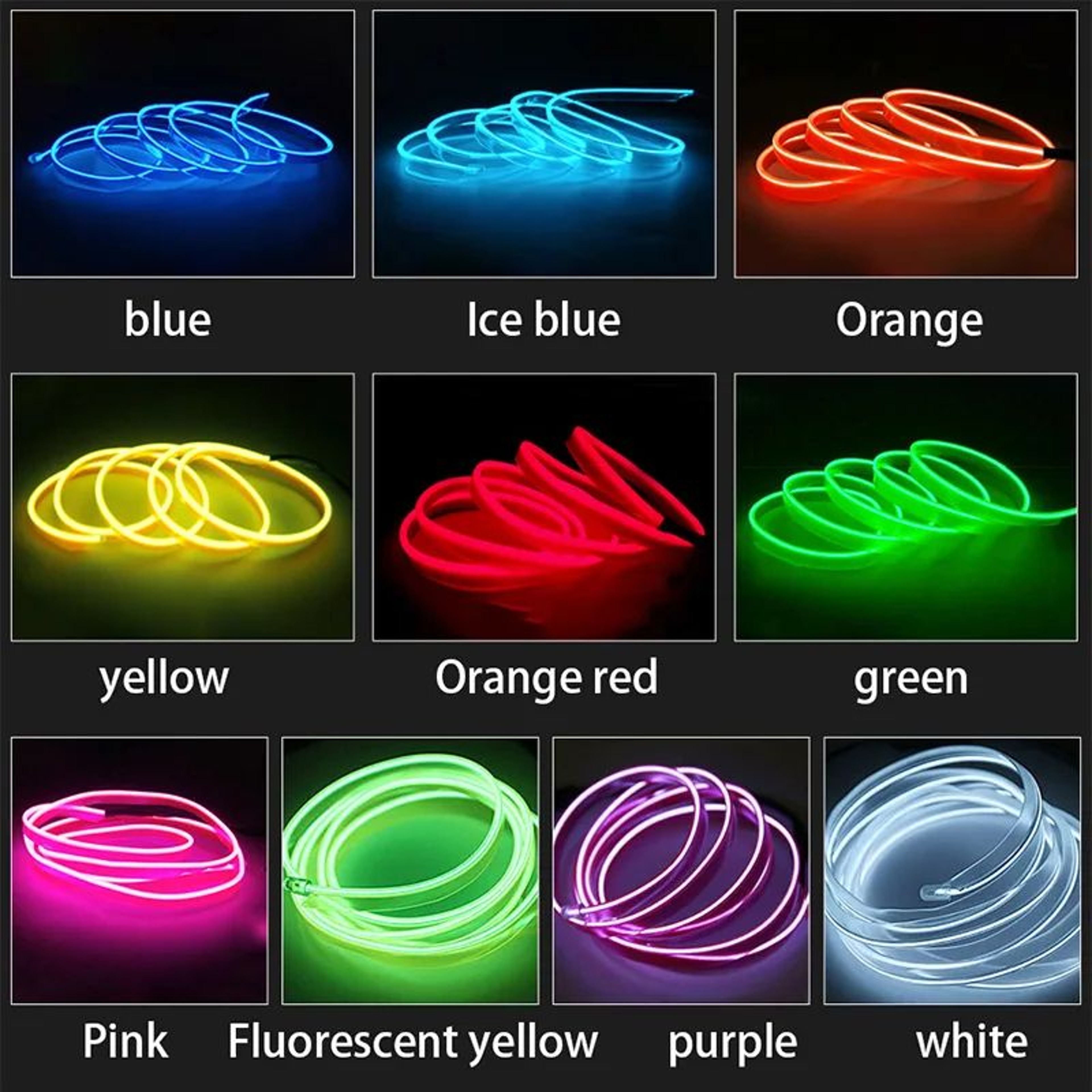 Car Interior LED Ambient Light Strips Cold Light Dashboard Console Decor With USB Or Cigarette Plug 5