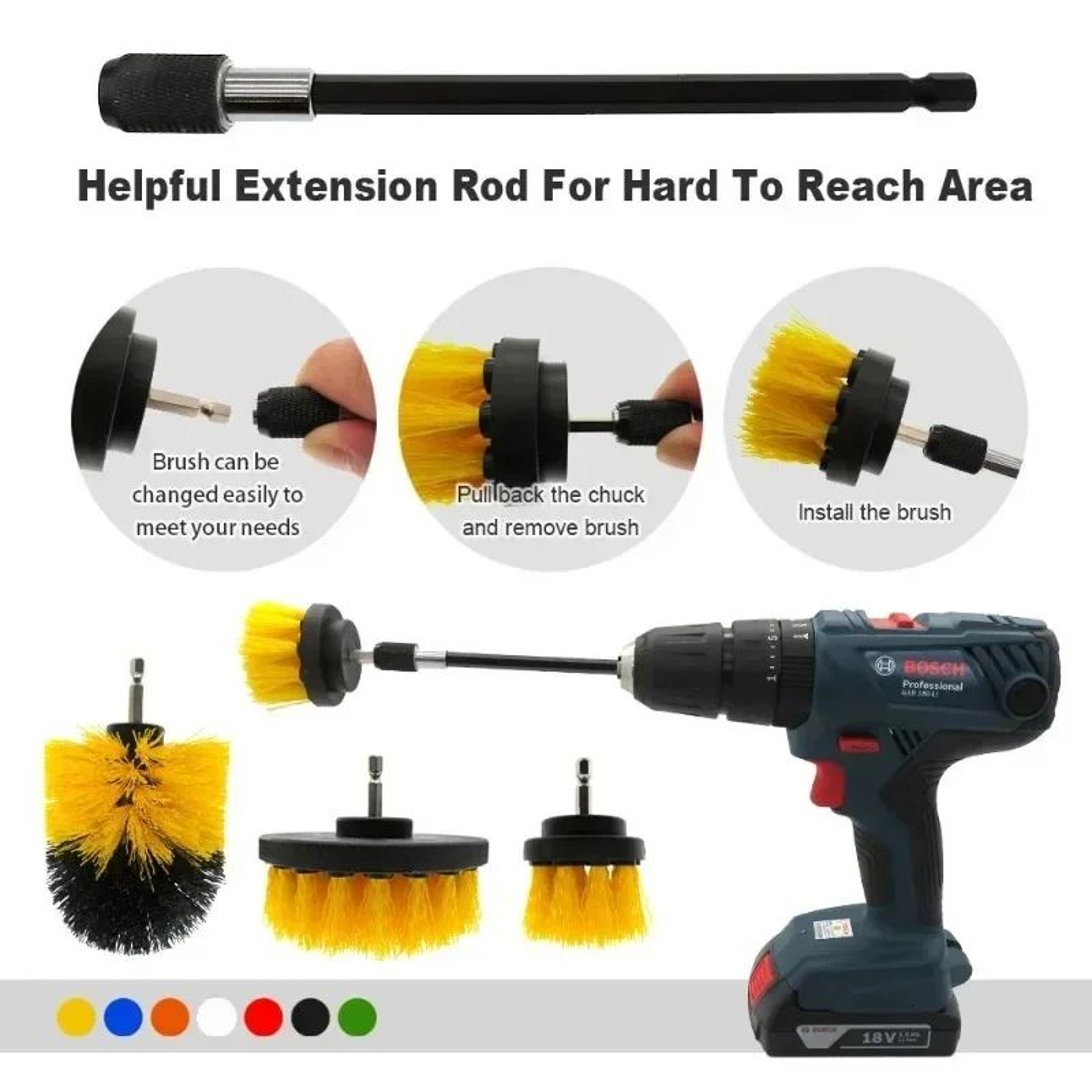 Electric Drill Scrubber Brush Kit Nylon Power Cleaning Brushes For Carpet Glass  Car Tires 24 In 1