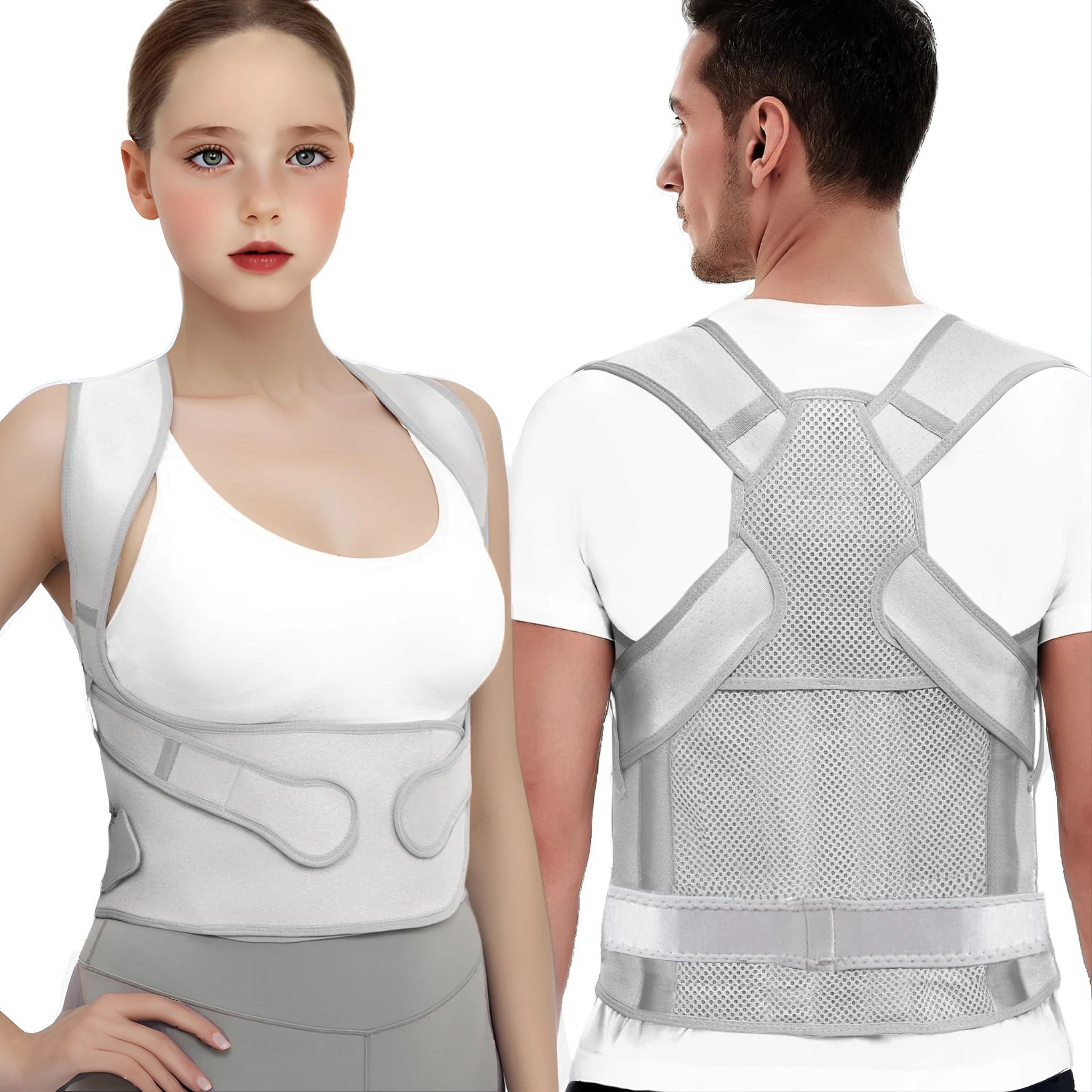Adjustable Full Back Brace Posture Corrector For Men  Women Shoulder Straightener Support 7