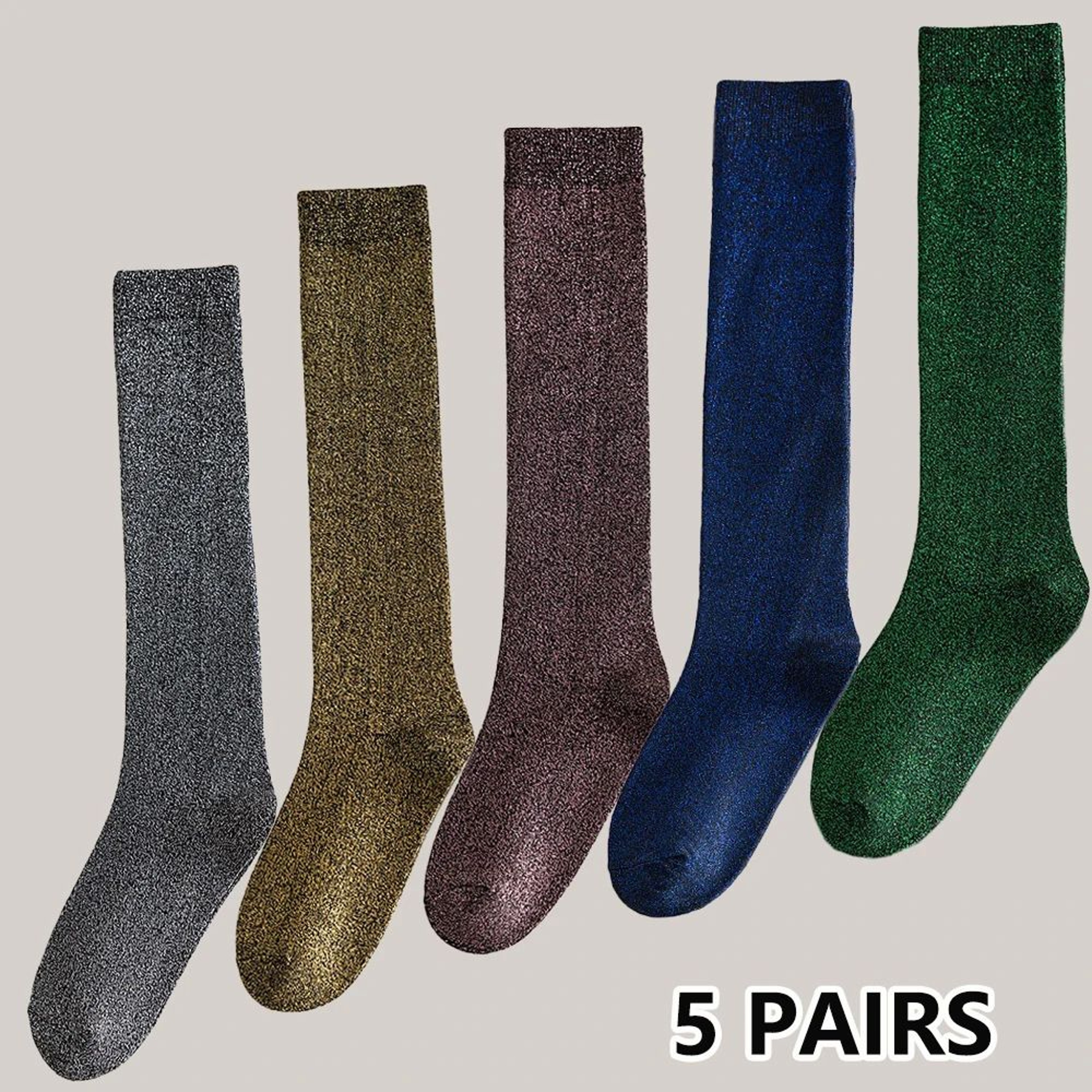 Womens Glitter Calf Socks Sparkly Metallic Casual Retro Socks Bright Novelty Ankle Socks 15 Pairs 10