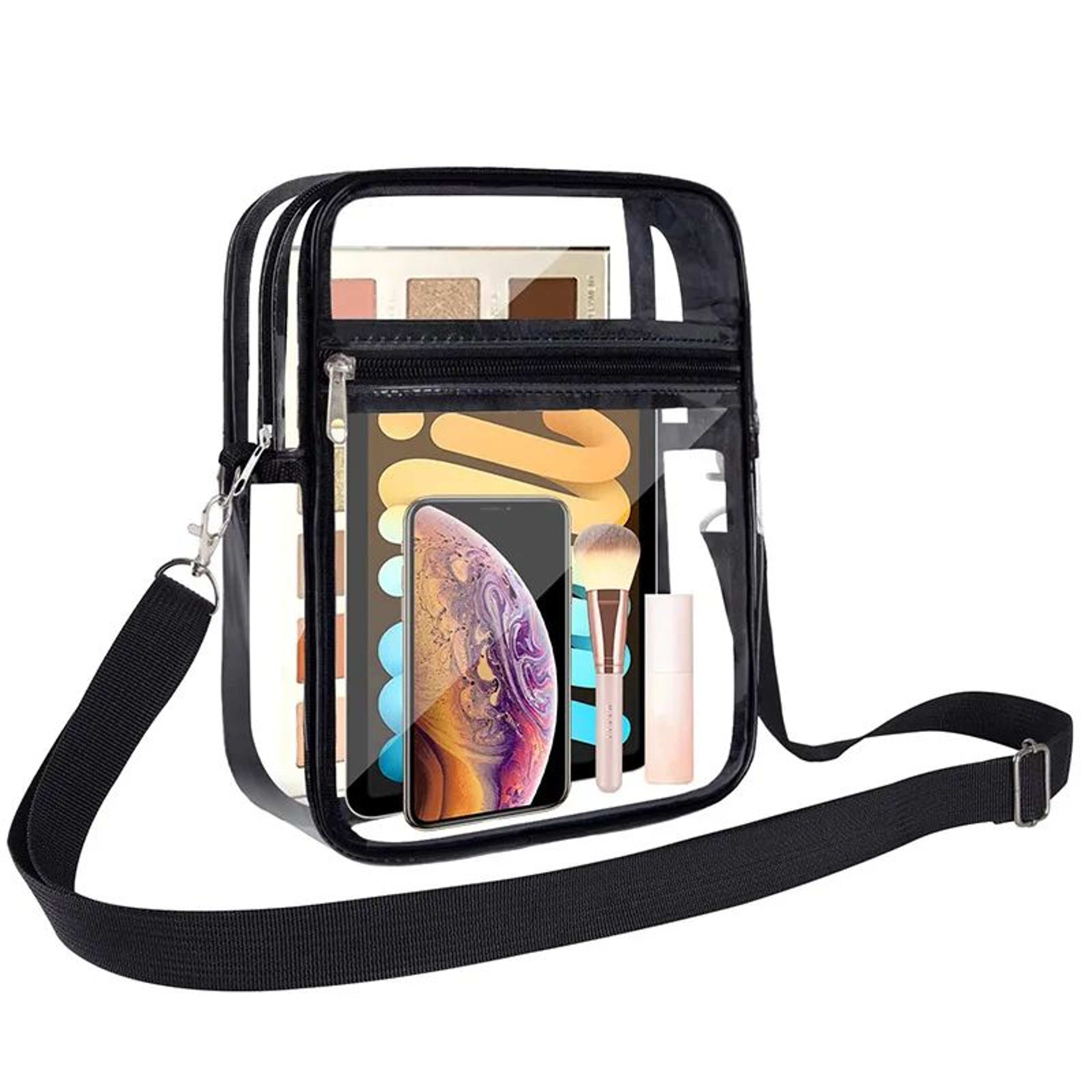 Transparent Clear Crossbody Bag PVC Concert Sports One Shoulder Messenger Bag Adjustable Zipper 0