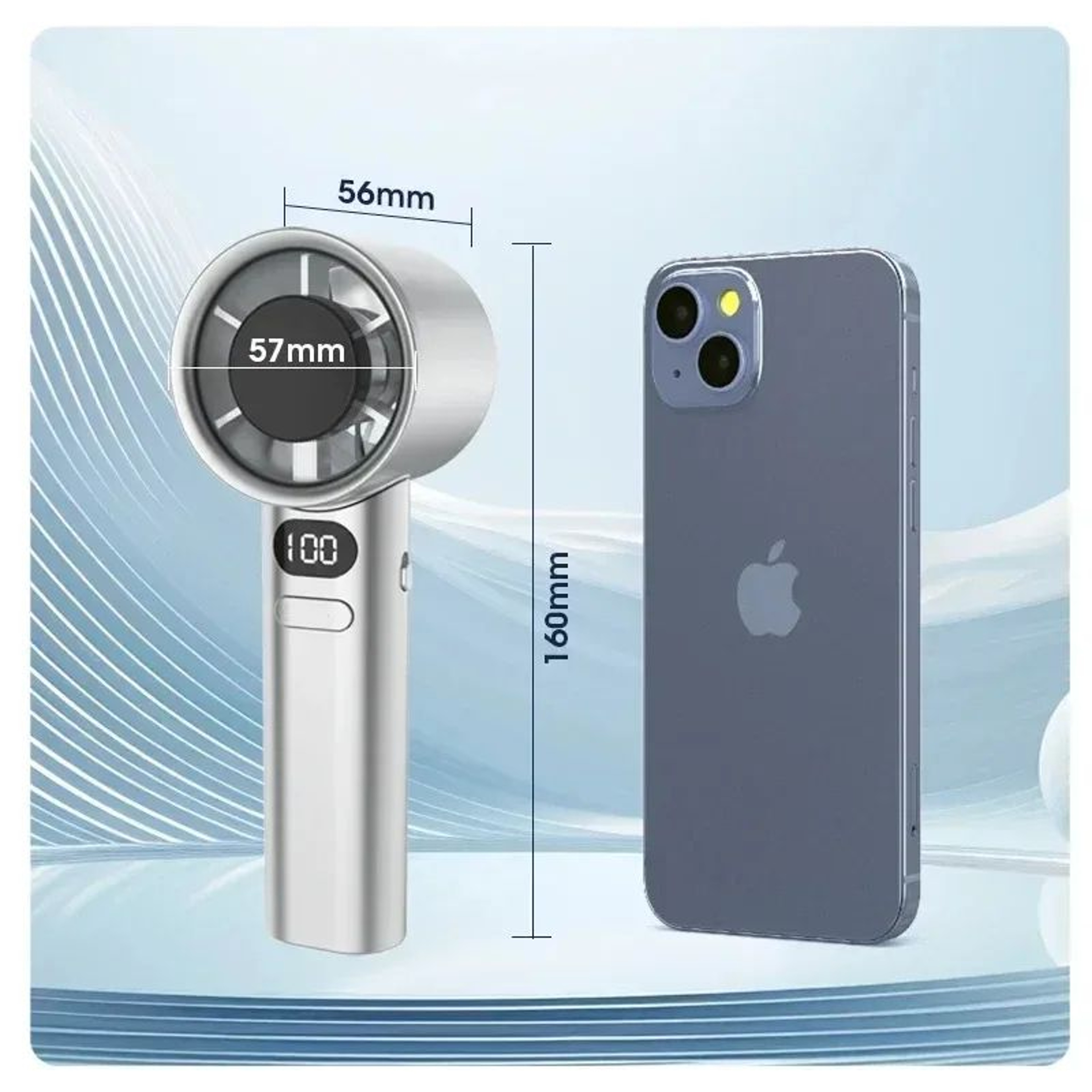 Mini Handheld Fan Quiet Portable Fan 4Speed Adjustable Airflow With Power Display Rechargeable 4
