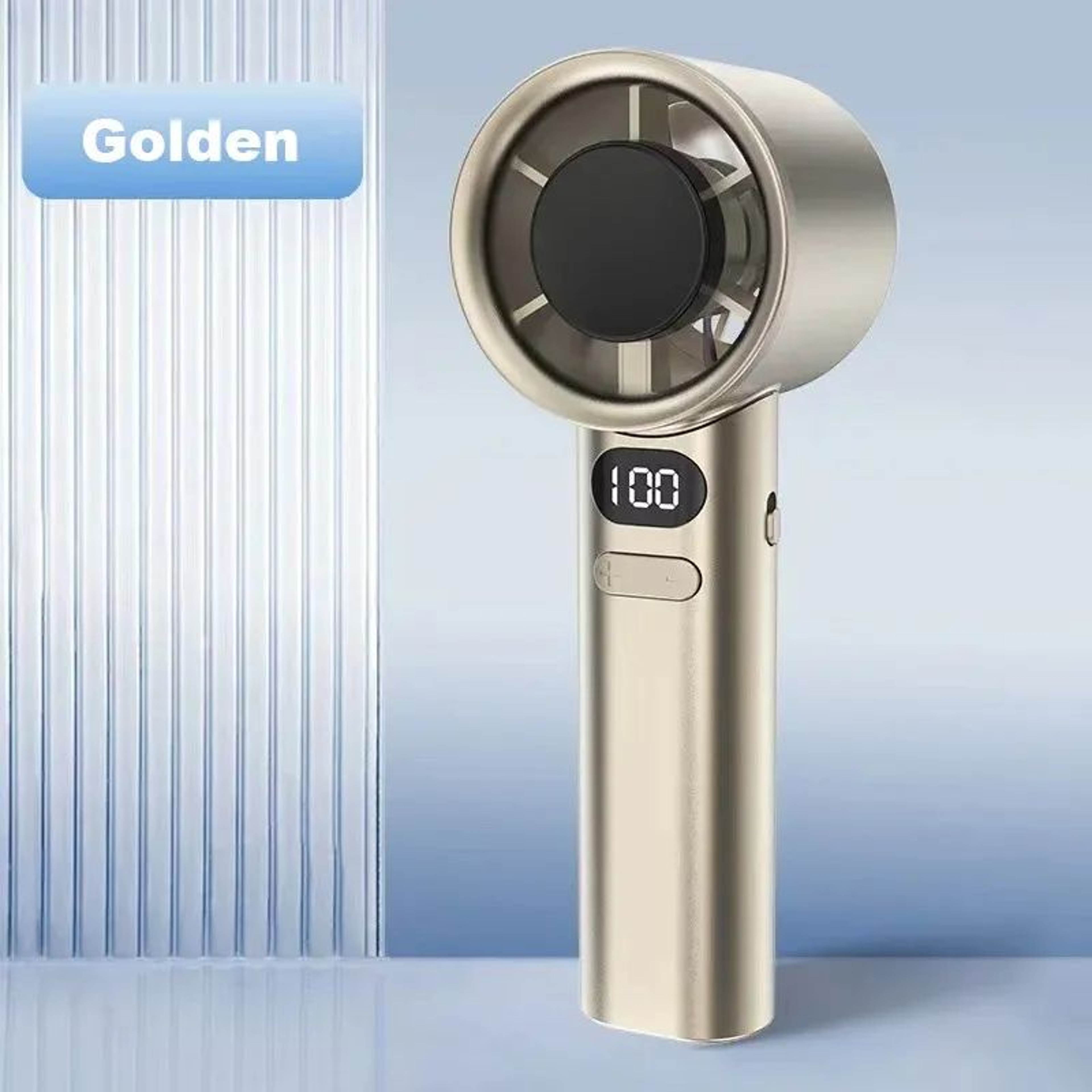 Mini Handheld Fan Quiet Portable Fan 4Speed Adjustable Airflow With Power Display Rechargeable 9
