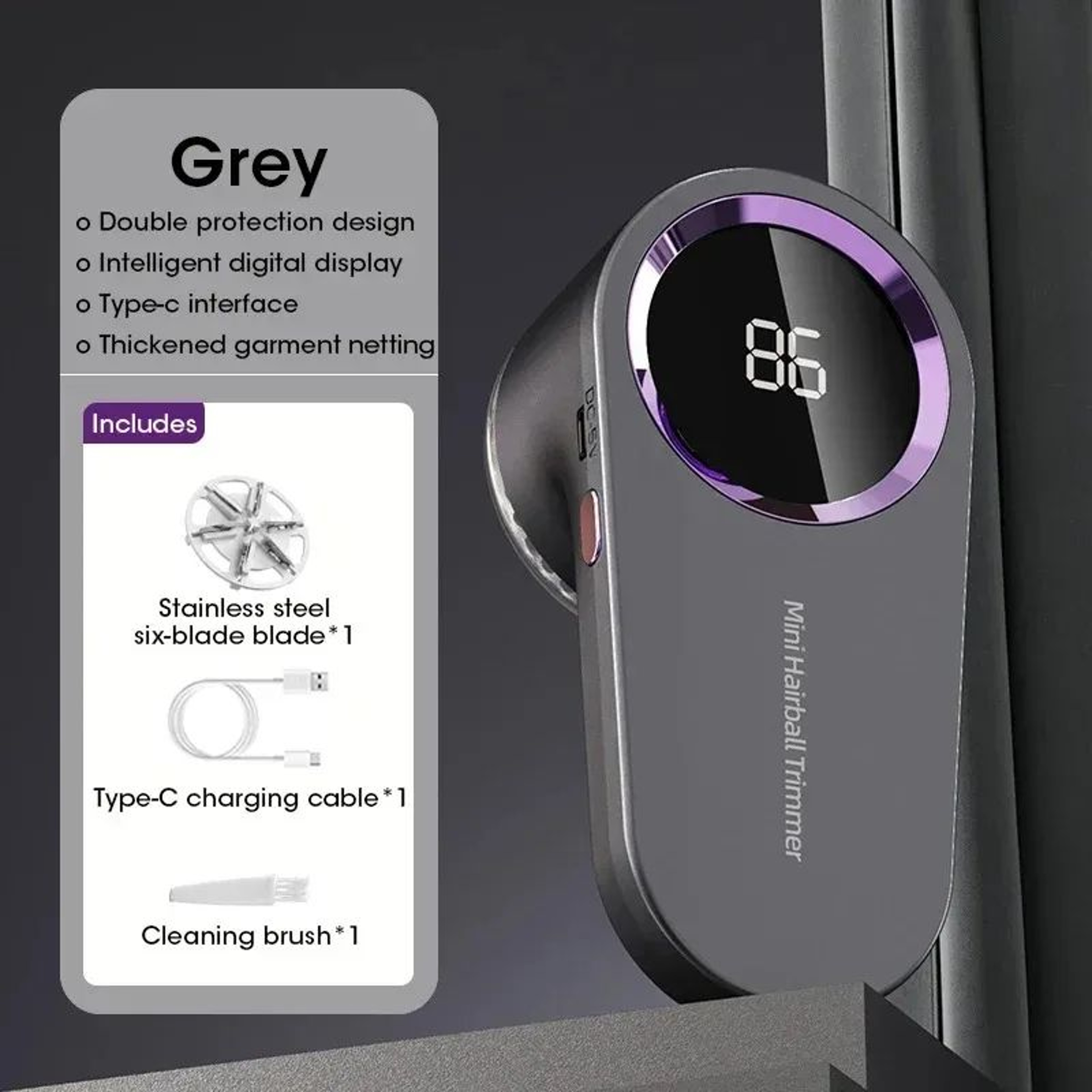 Portable Electric Lint Remover USB Rechargeable Sweater Shaver With LED Display Clothes Fabric Trim 7