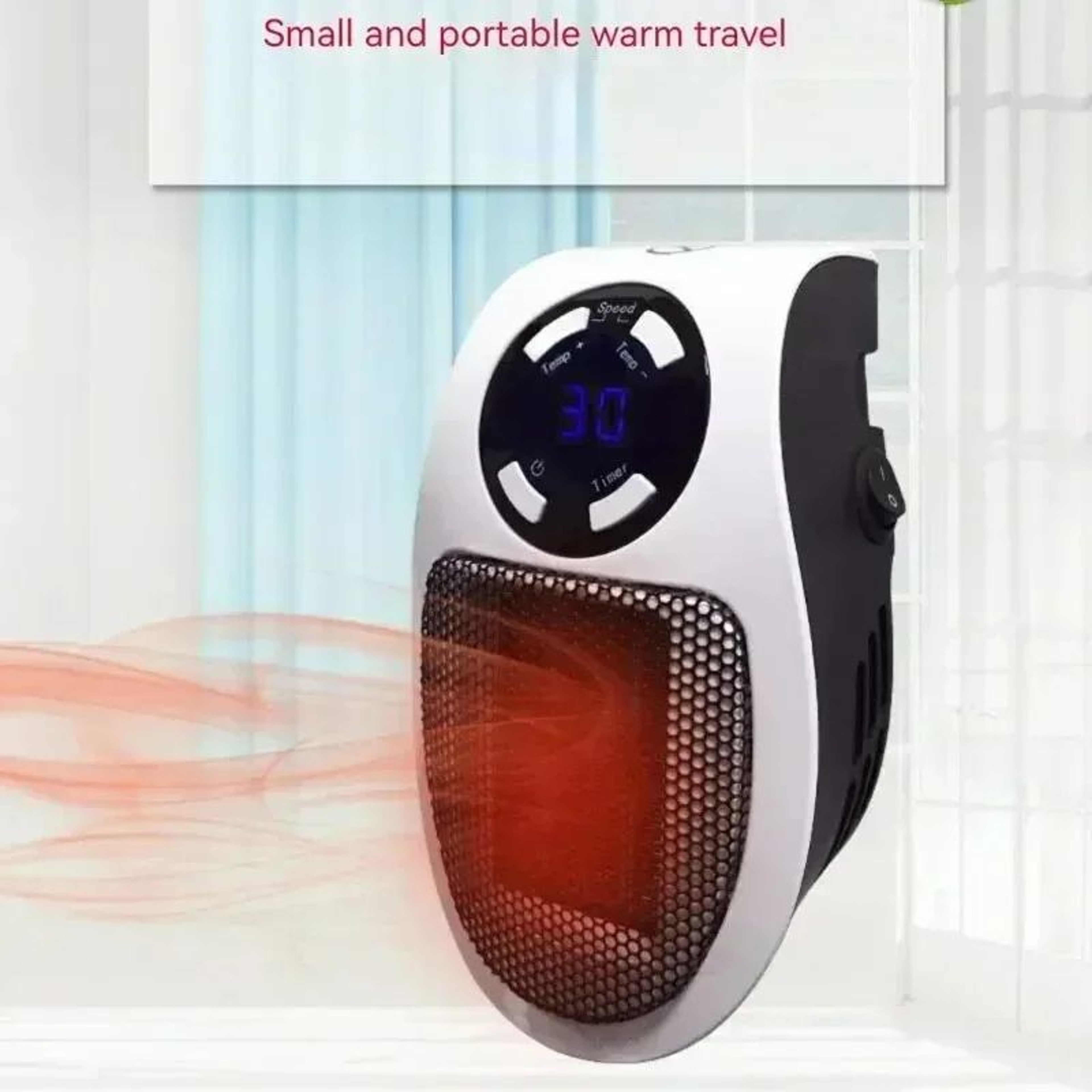 500W WallMounted Electric Heater Mini Warm Air Blower Plugin Hot Fan Radiator With Remote Control 3