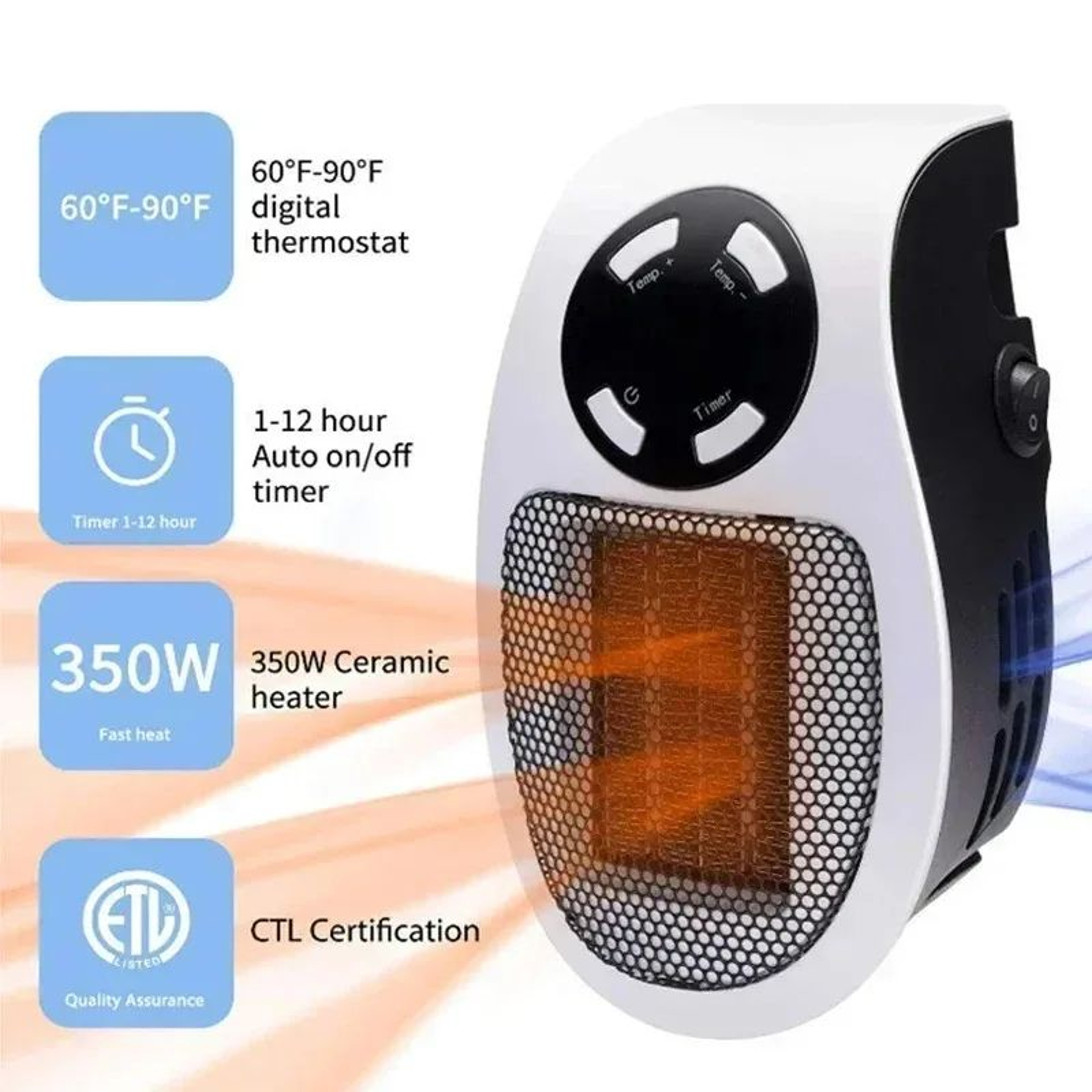 EnergyEfficient WallMounted Electric Heater Mini Warm Air Blower Plugin Hot Fan For Home  Bathroom 0