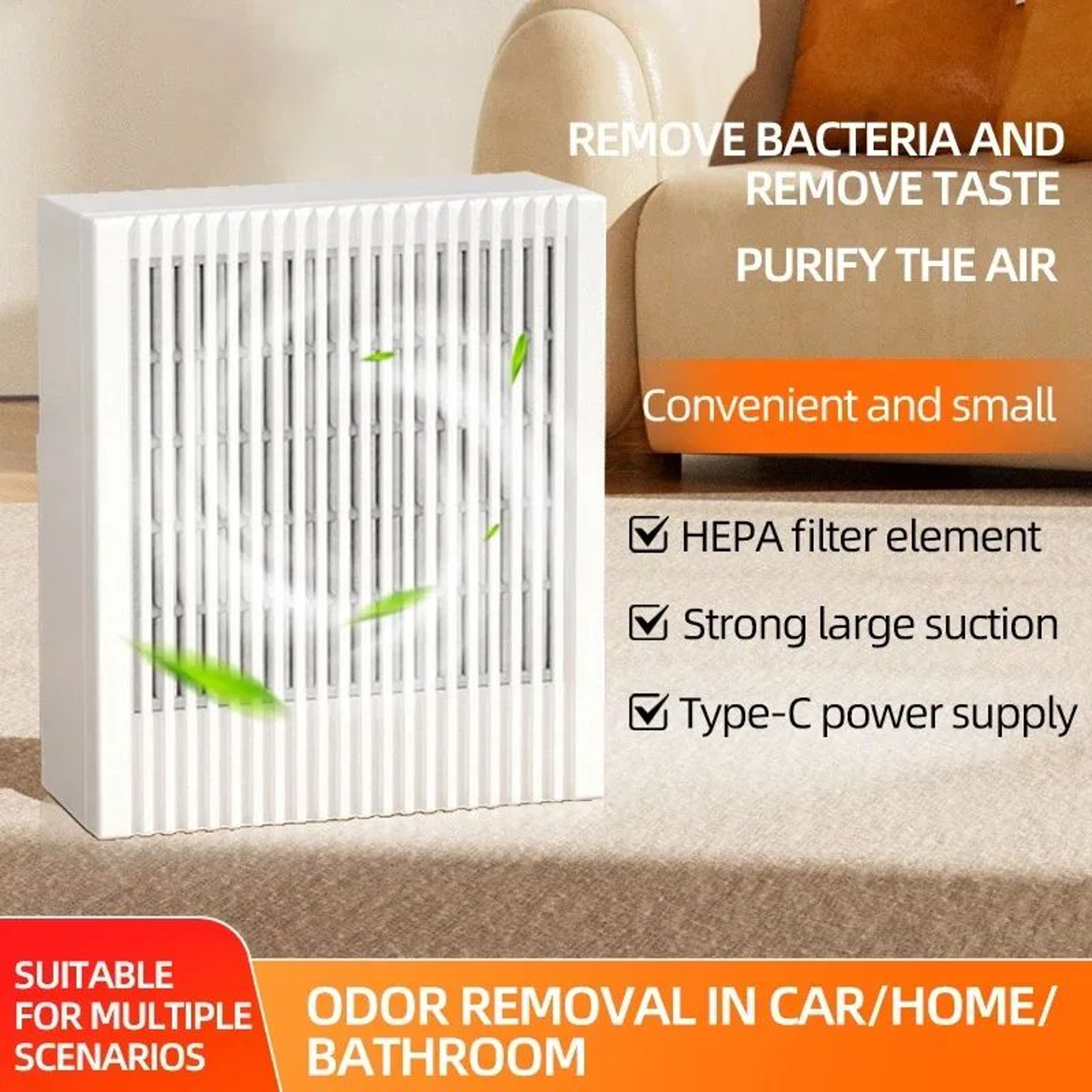 Desktop Air Purifier With HEPA Filter Portable Air Cleaner Odor Remover Mini Air Freshener For Car  2