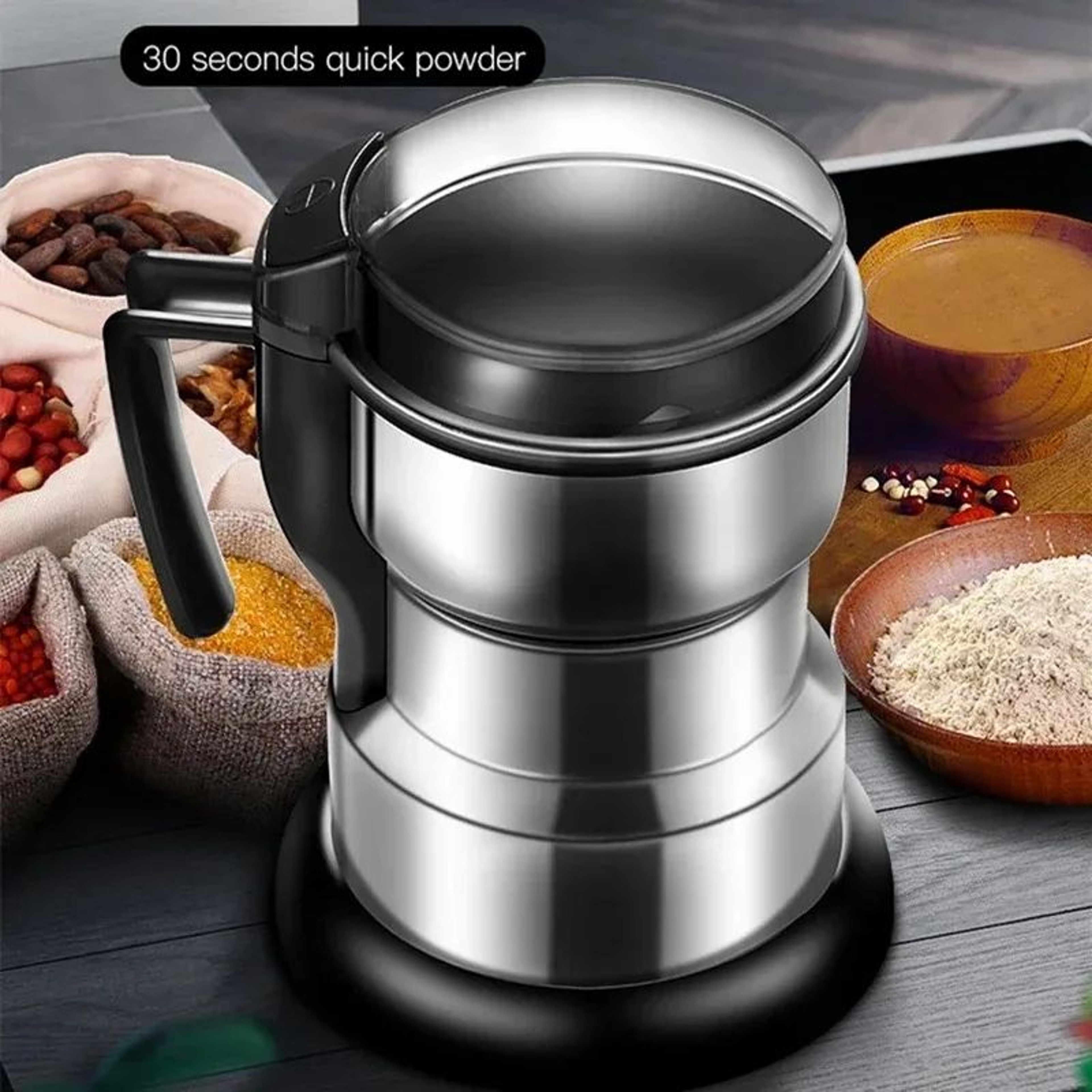 Portable Electric Coffee Grinder Multipurpose Stainless Steel Spice Grinder Automatic Compact Mill  0