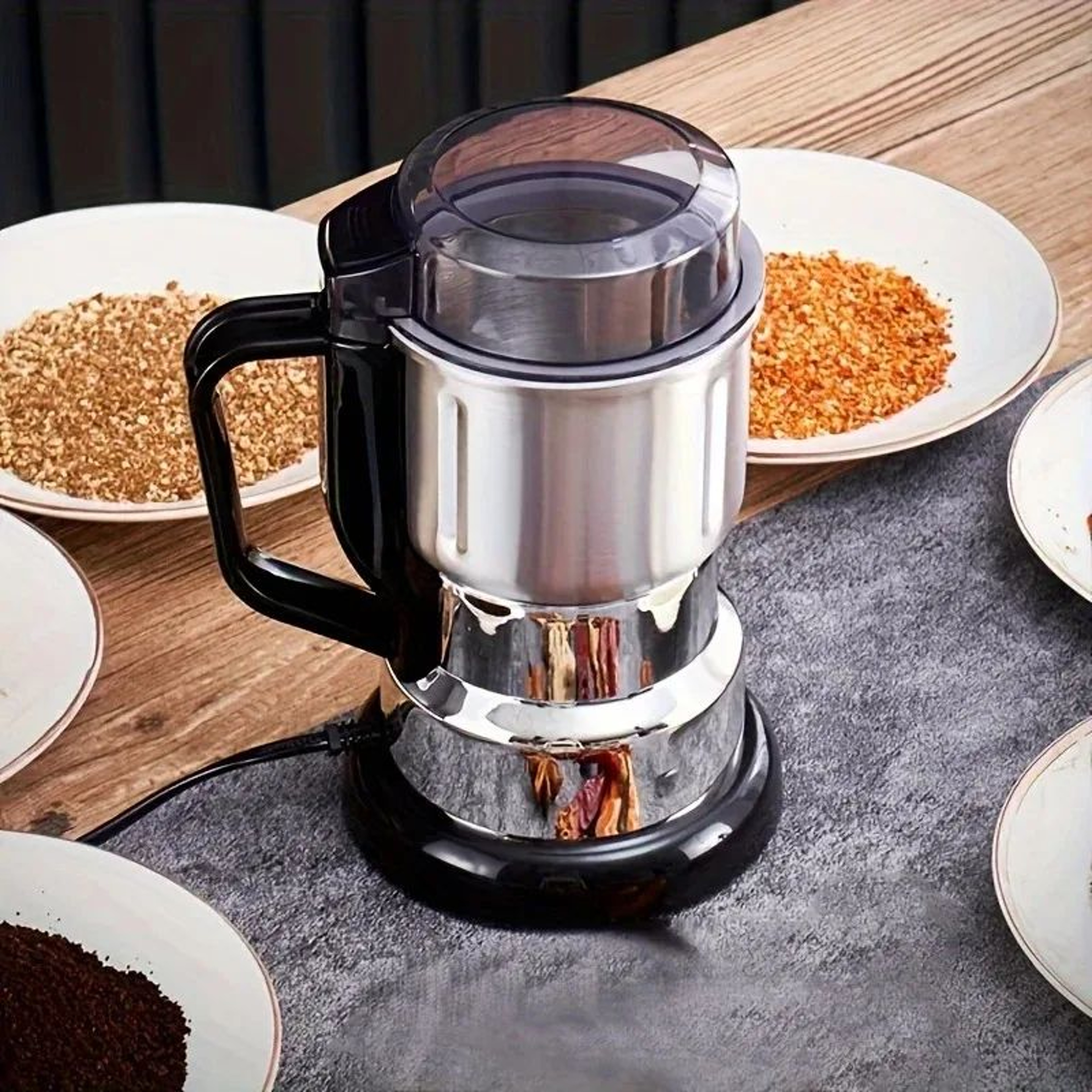 Portable Electric Coffee Grinder Multipurpose Stainless Steel Spice Grinder Compact Household Mill  0