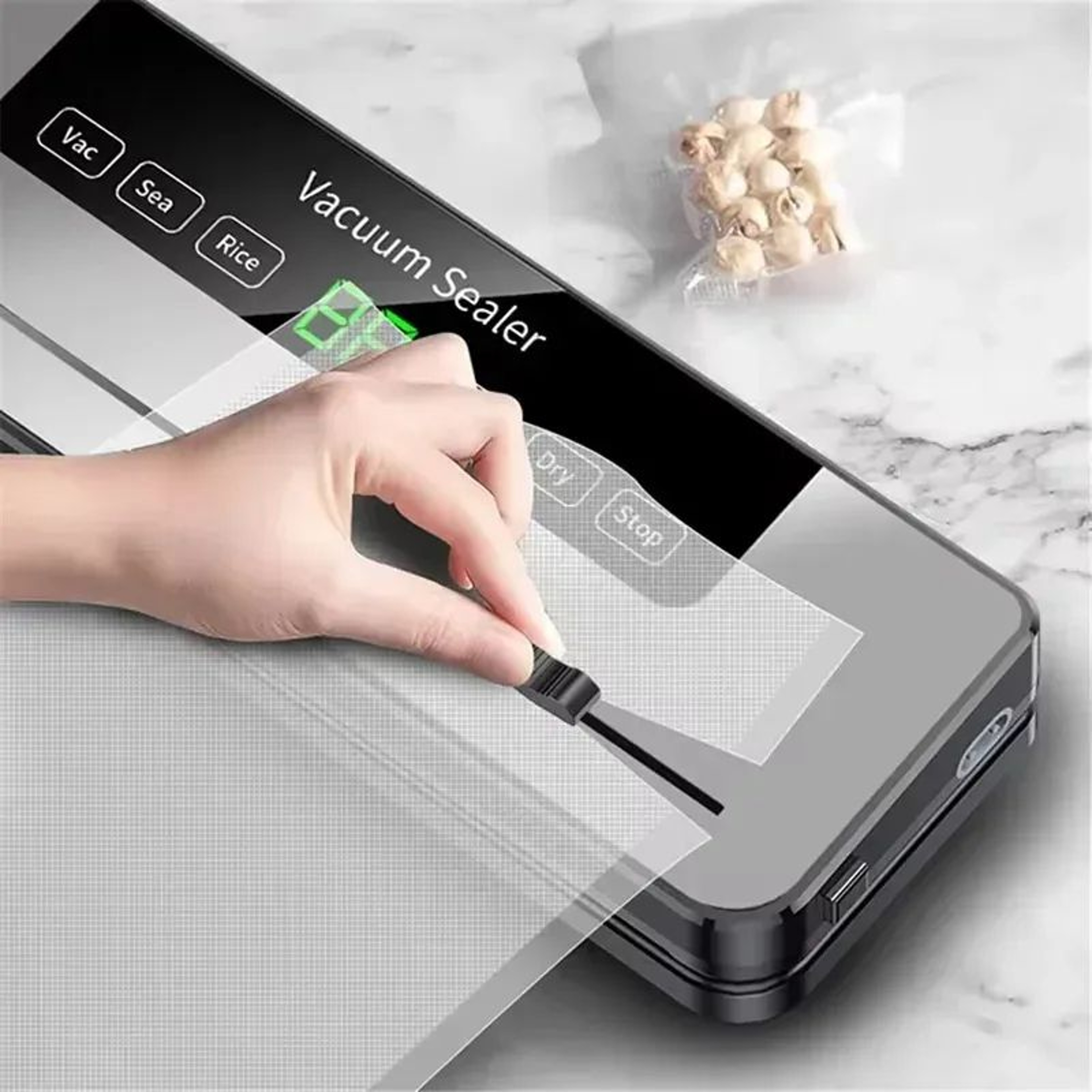 Electric Vacuum Sealer OneTouch Food Packaging Machine  Kitchen Vacuum Storage Tool With BuiltIn Cu 2