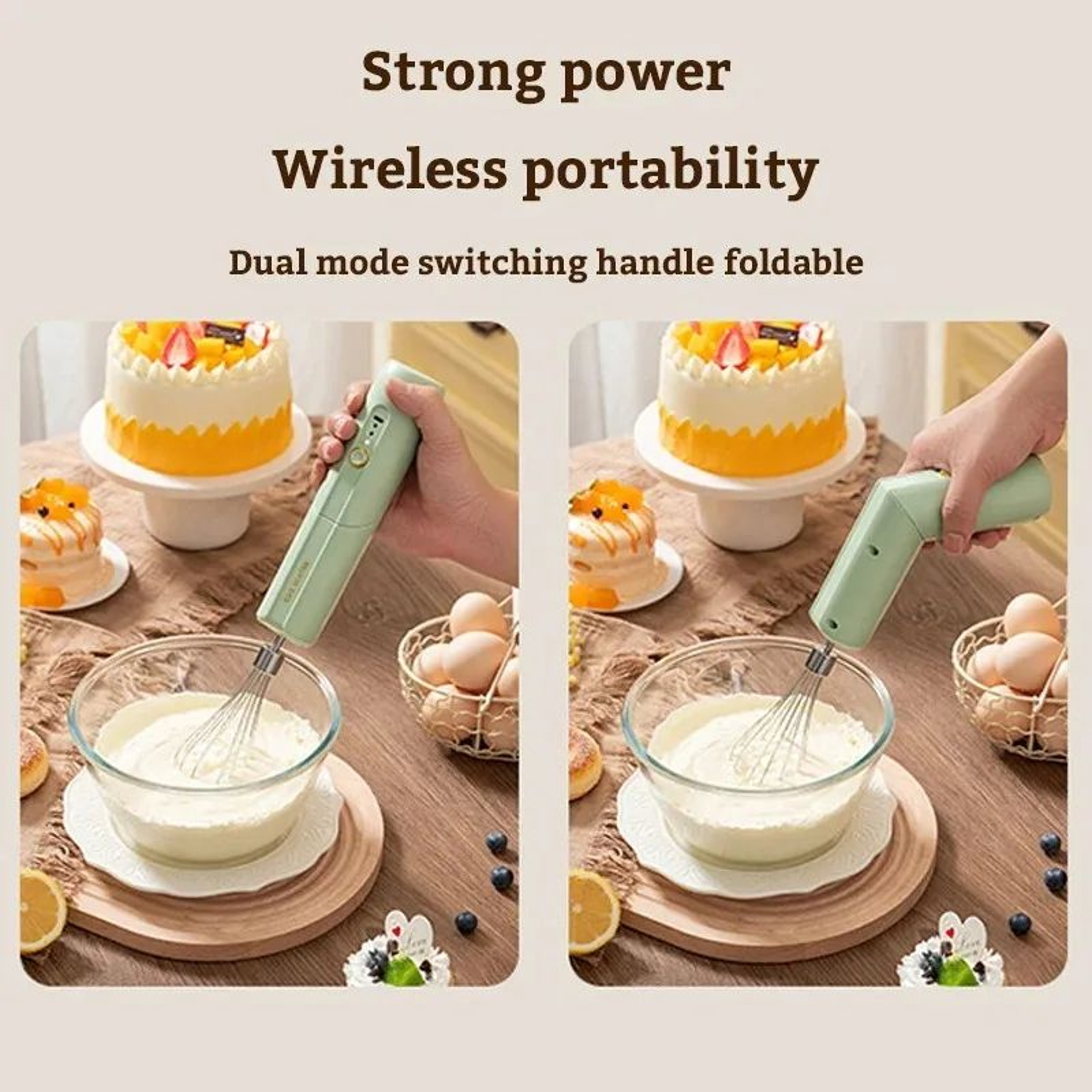 Wireless Electric Egg Beater Rechargeable Foldable Handheld Food Mixer  Cake  Cream Mixer With Dual