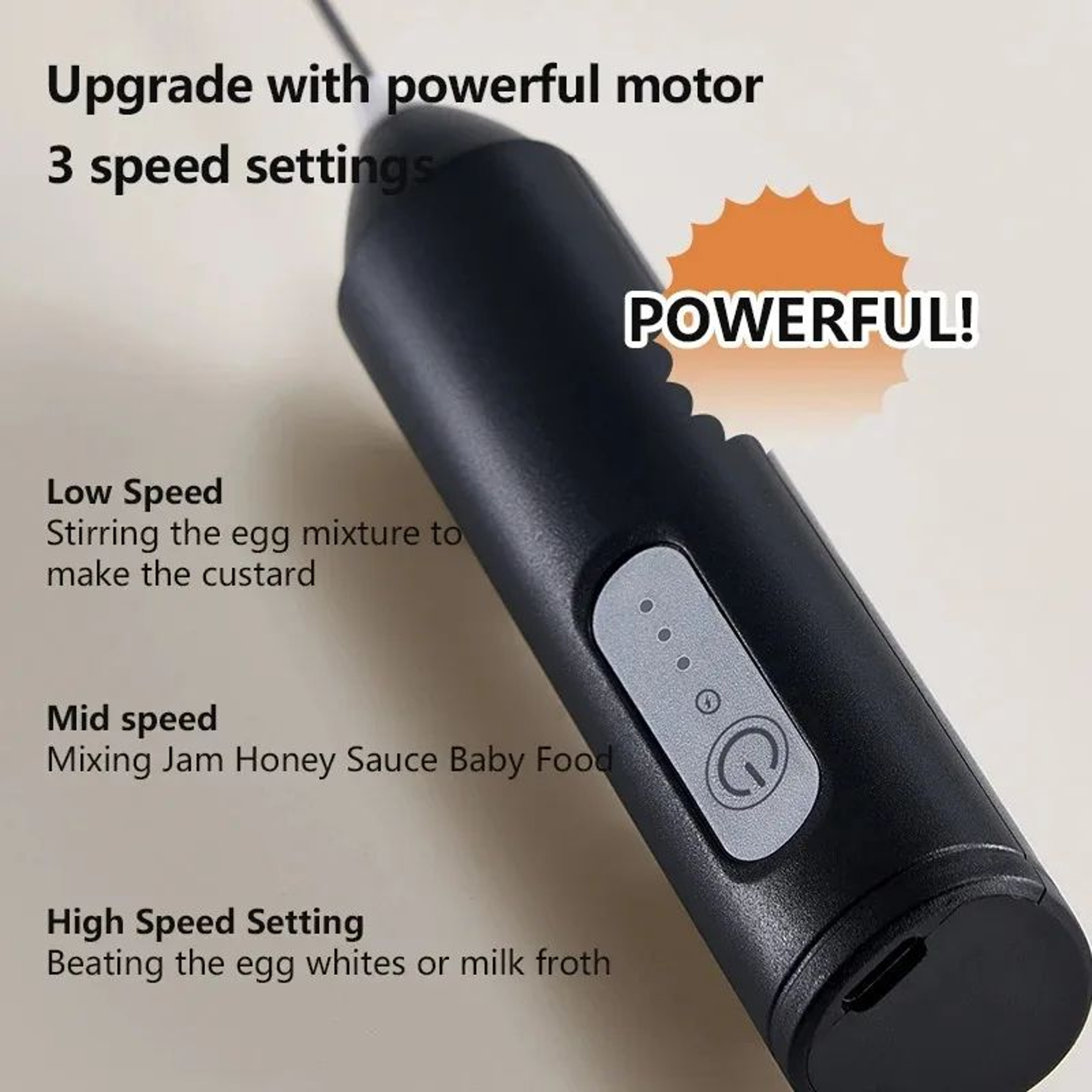 Rechargeable Electric Milk Frother 3Speed Handheld Foam Maker  Coffee Mixer  Egg Beater Tool 4