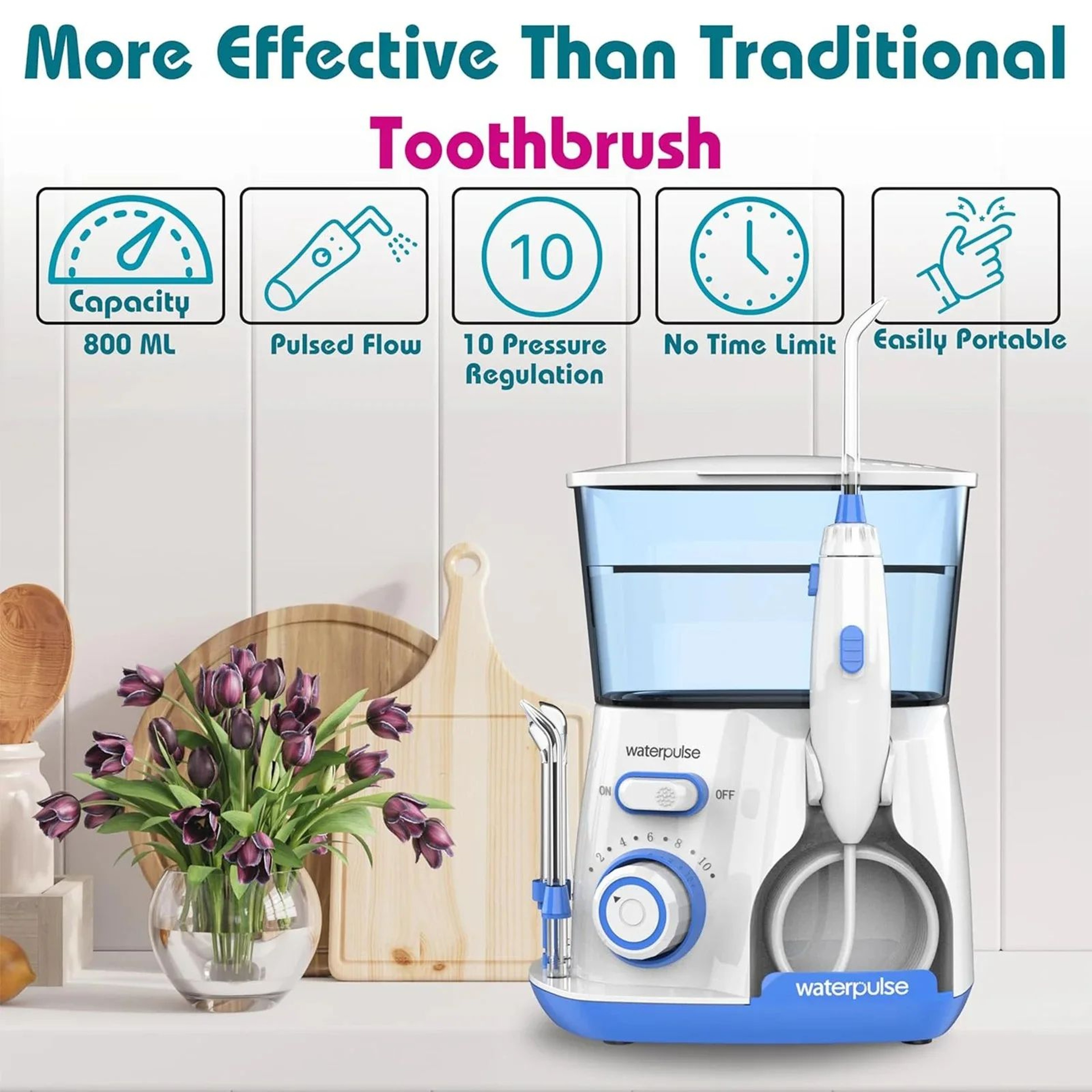 Electric Water Flosser With 5 Nozzles  10Level Oral Irrigator With 800 Ml Tank For Deep Teeth Clean 0