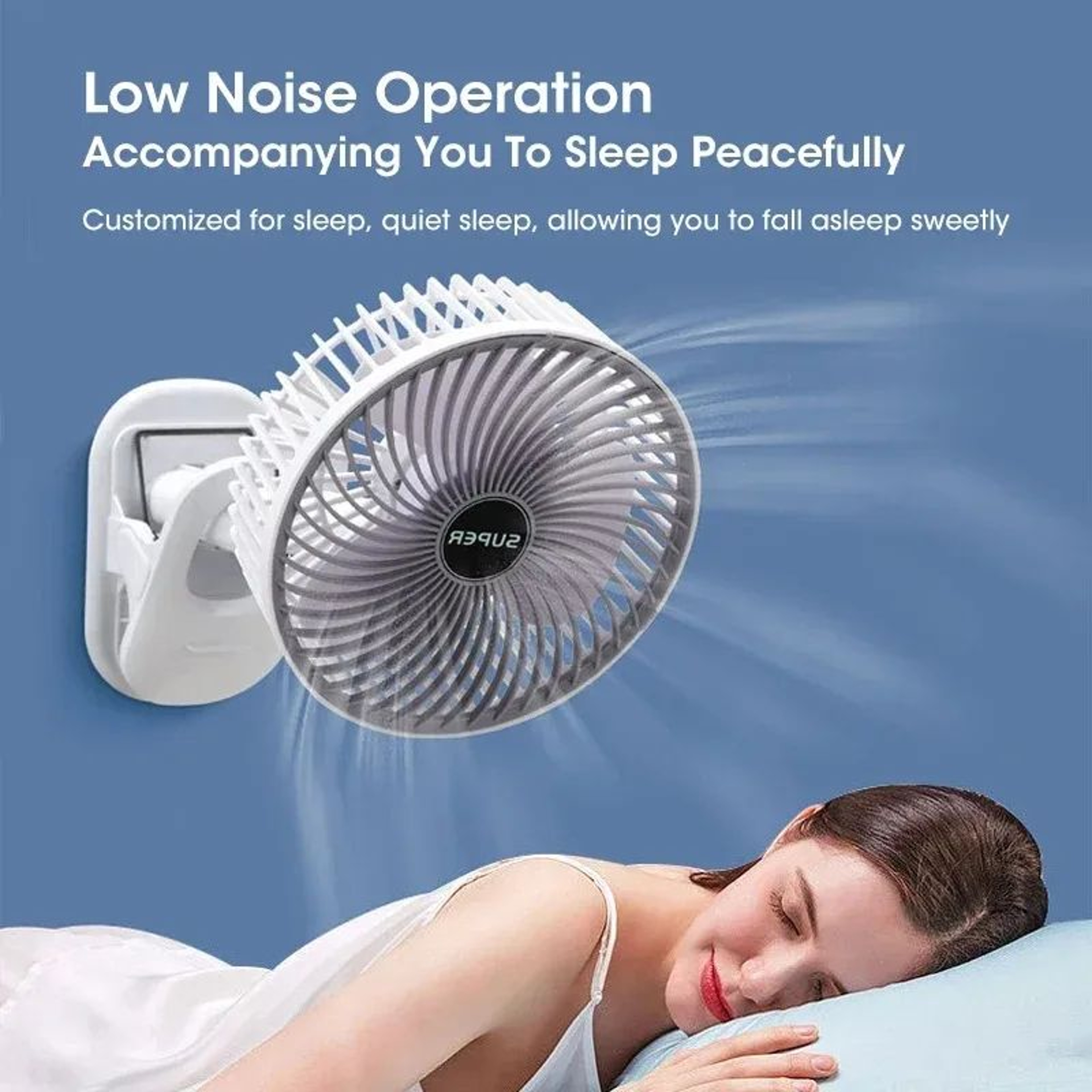 Mini Clip Fan Rechargeable Desktop Fan  Foldable Portable WallMounted Fan With 3Speed Adjustment 2
