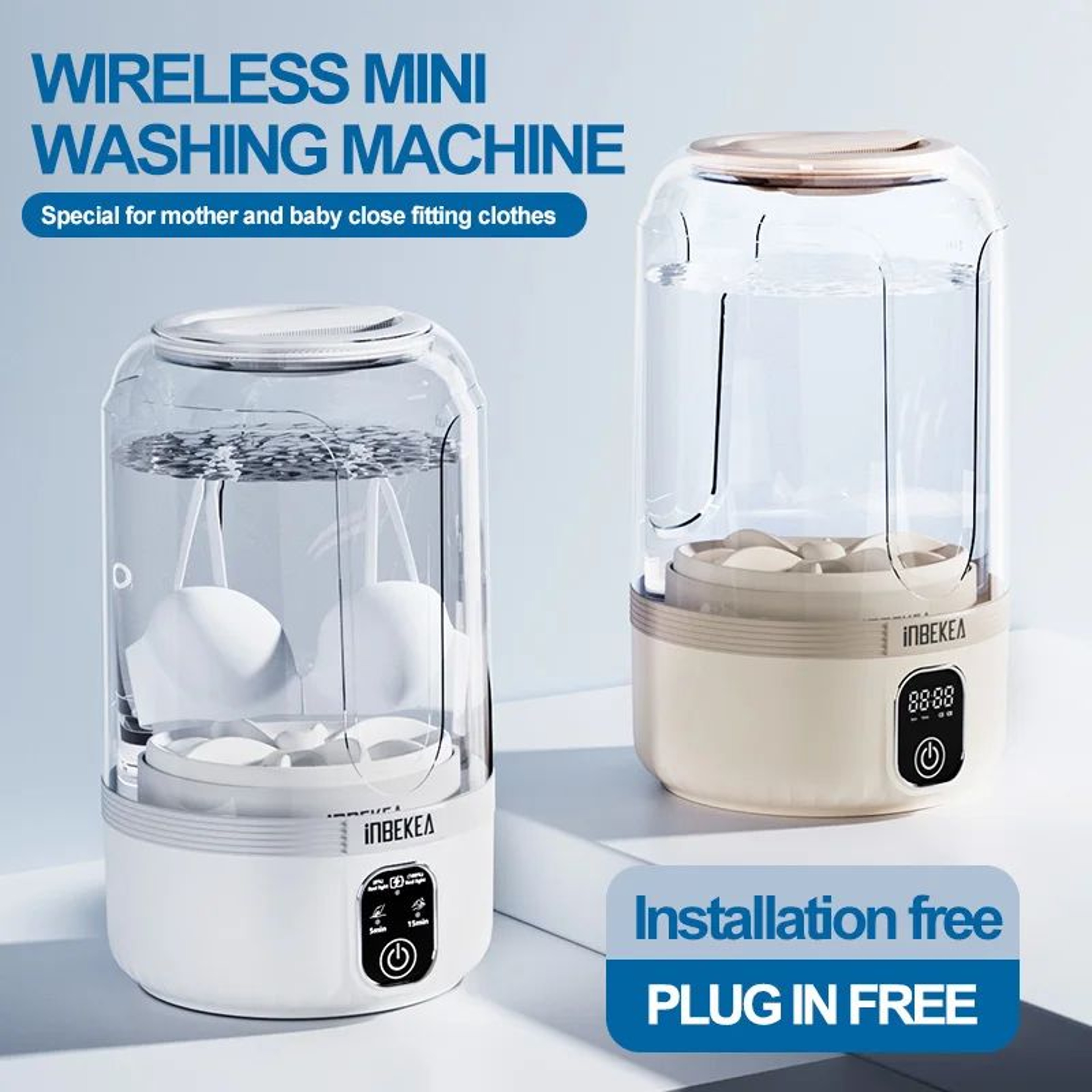 16 Qt Mini Portable Washing Machine  Waterproof Wireless Compact Laundry Tool With 7000mAh Recharge 1