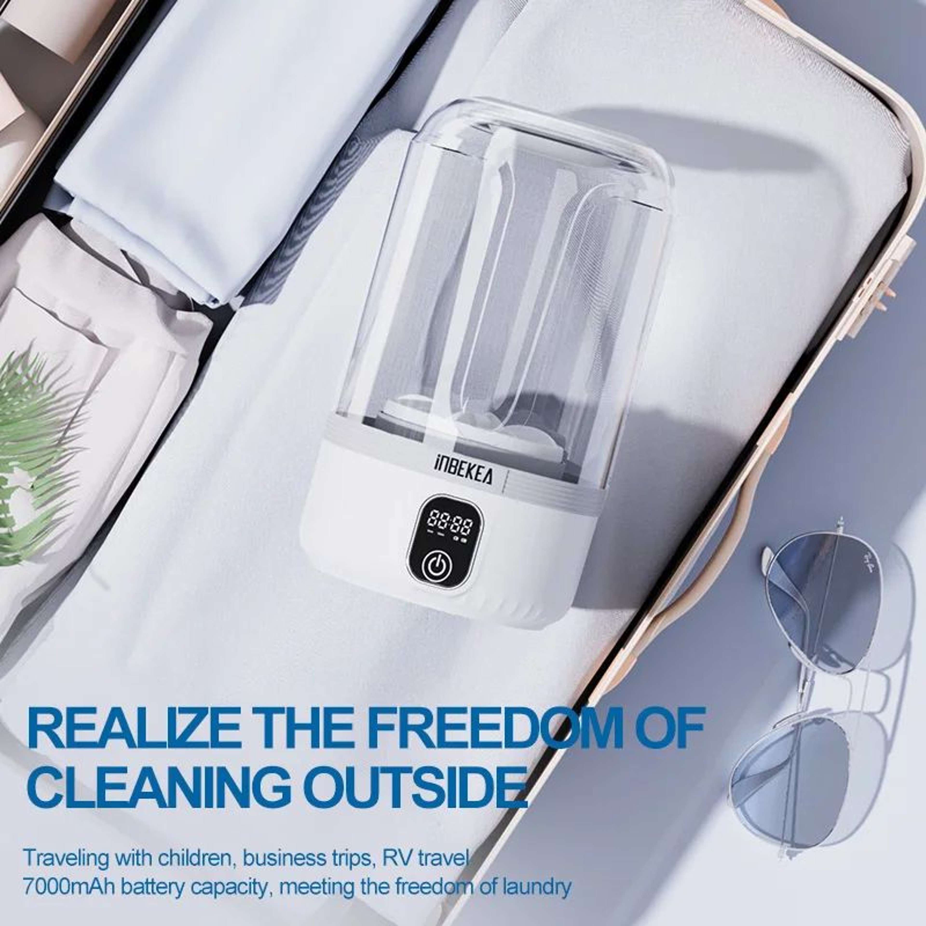 16 Qt Mini Portable Washing Machine  Waterproof Wireless Compact Laundry Tool With 7000mAh Recharge 4