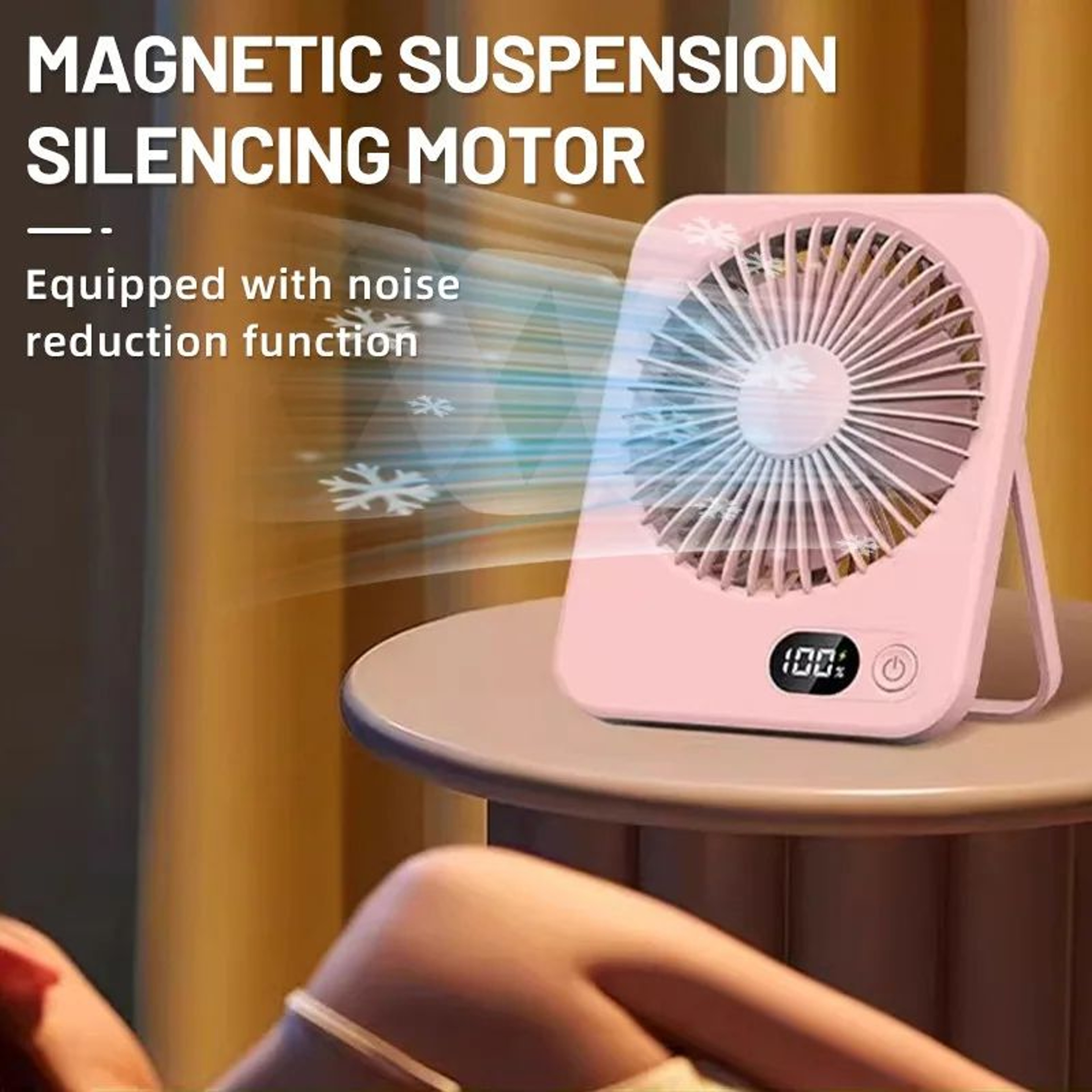 Portable Handheld Fan USB Rechargeable  Mini Desktop Mute Table Fan With Power Display  5Speed Adju 5