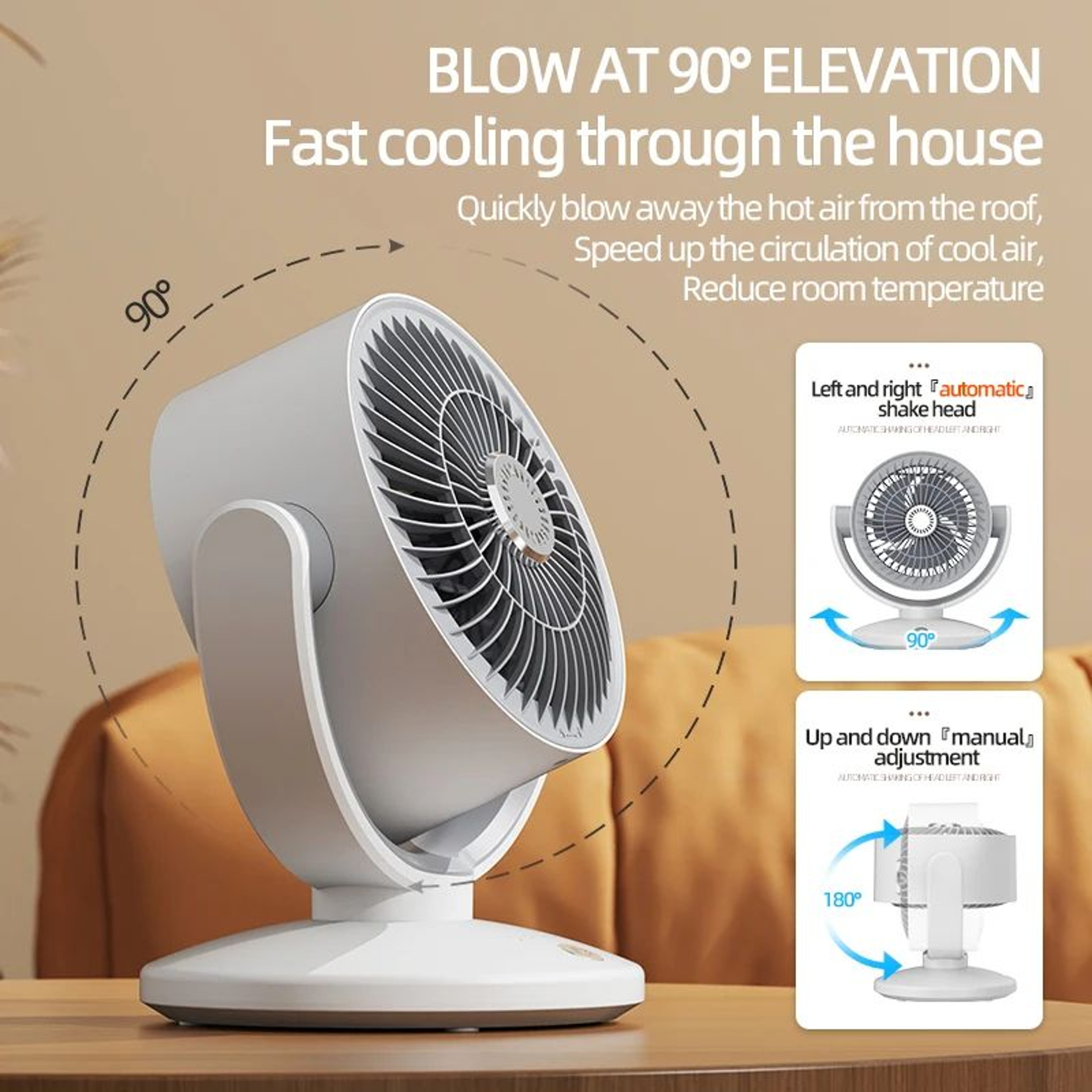 Desktop Circulating Fan TypeC Fast Charging Mini Oscillating Table Fan With 3Speed Air Circulation  5