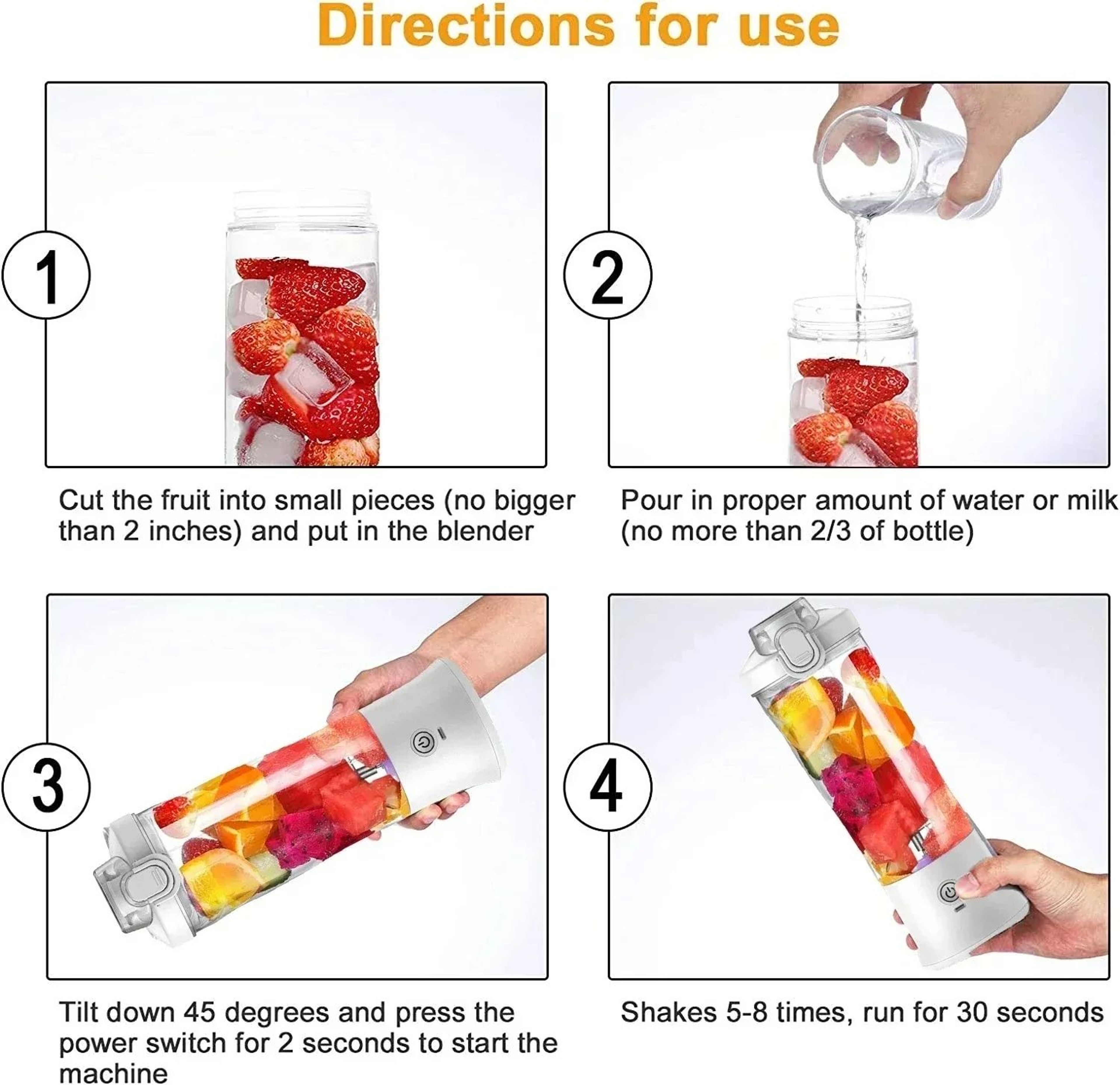 Portable Electric Fruit Juicer Blender USB Rechargeable  203 Fl Oz MultiFunctional Smoothie Mixer W 5