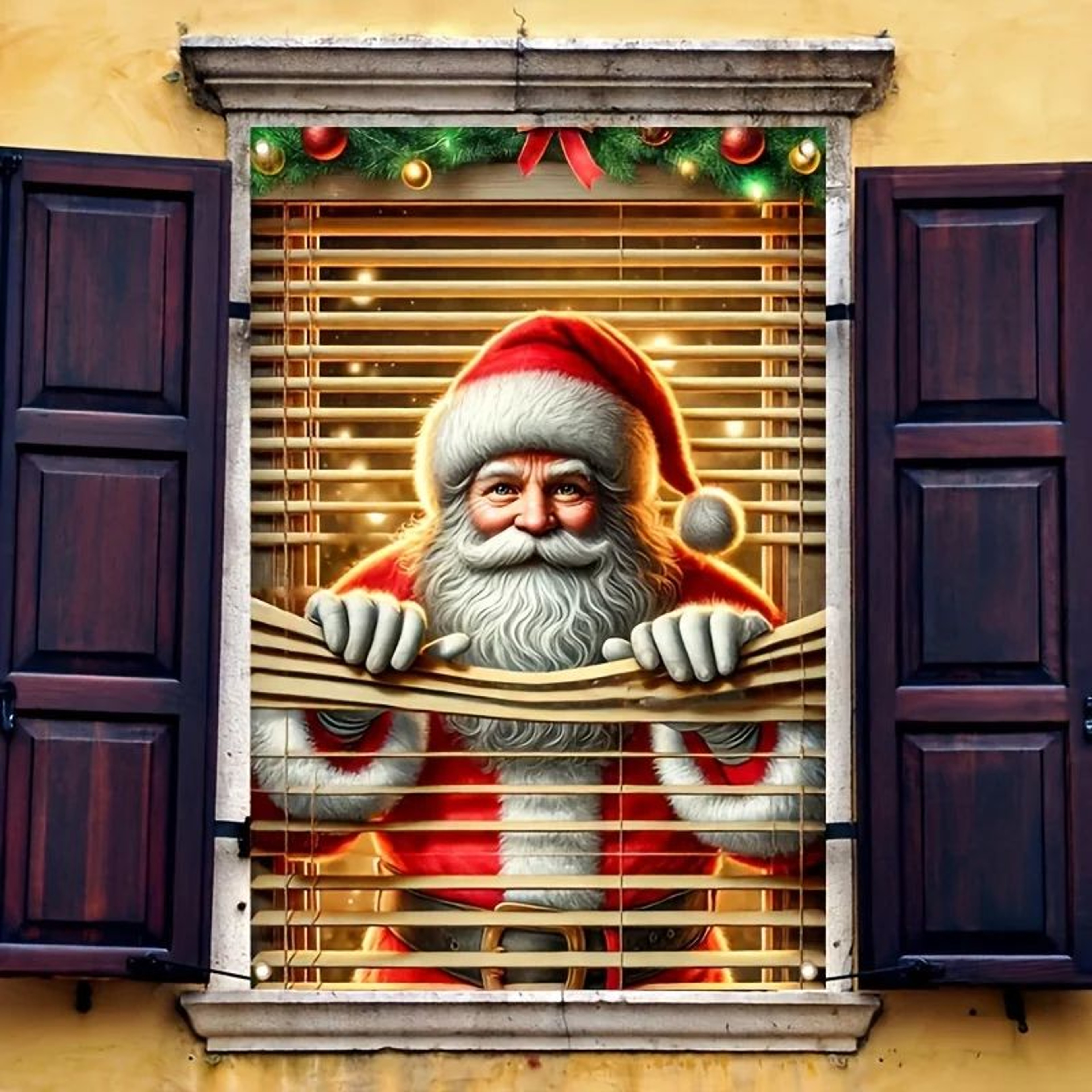 Santa Claus Christmas Window Cover  2D Indoor Outdoor Holiday Photo Backdrop Polyester Decoration 3