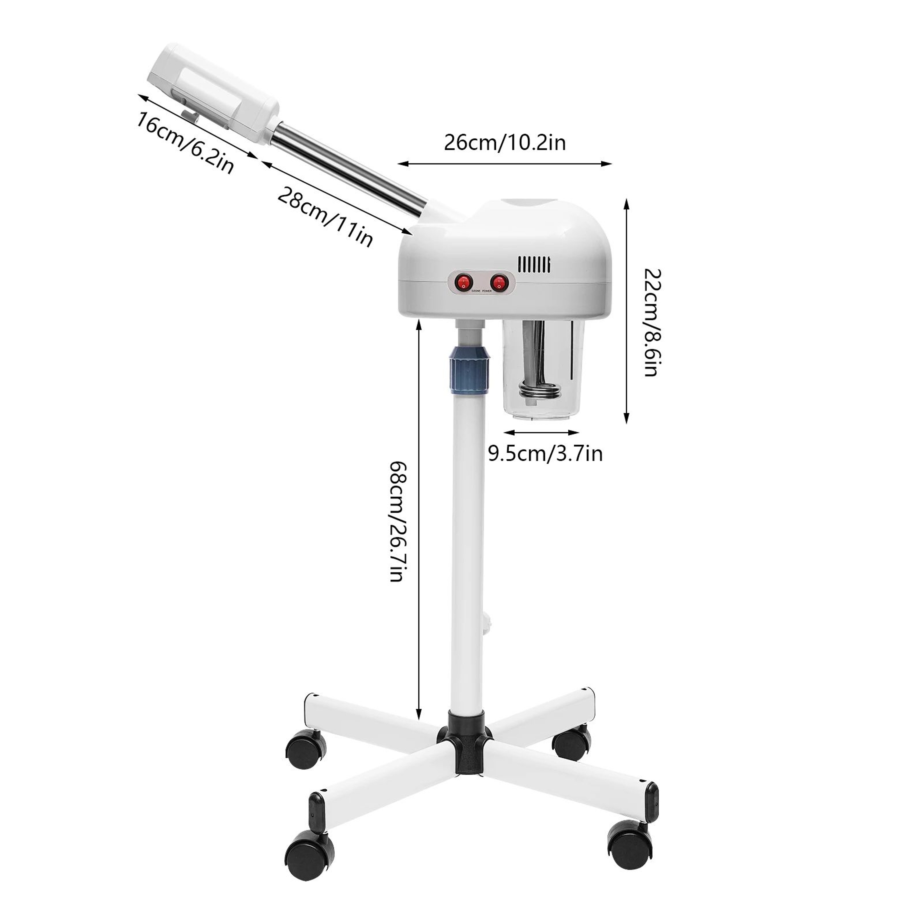 Professional Ozone Facial Steamer  Height Adjustable 360 Rotating Hot Mist Salon  Spa Steaming Mach 4