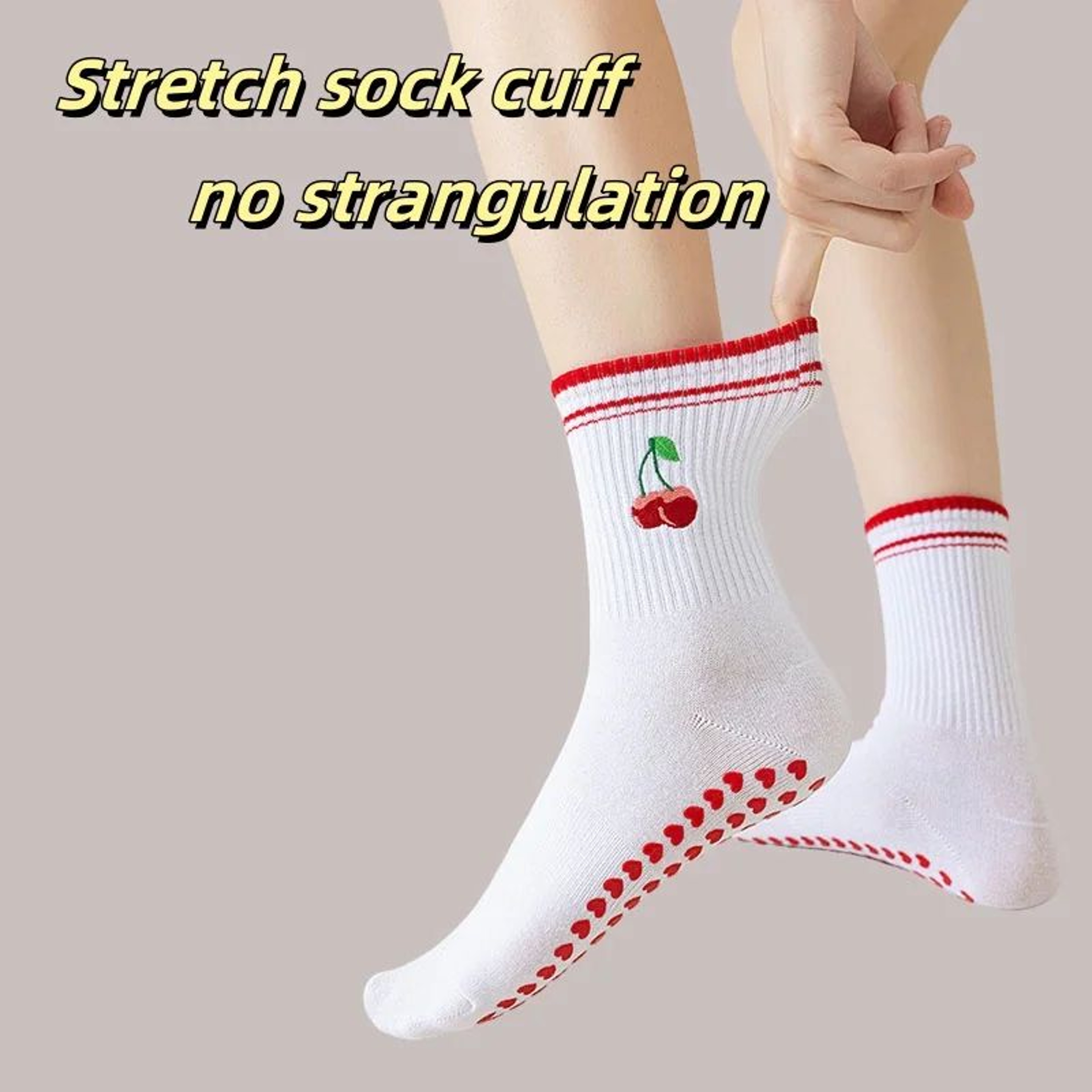 Womens Knitted Embroidered NonSlip Yoga Socks EU 3643  Silicone Grip Pilates  Fitness MidCalf Socks 1