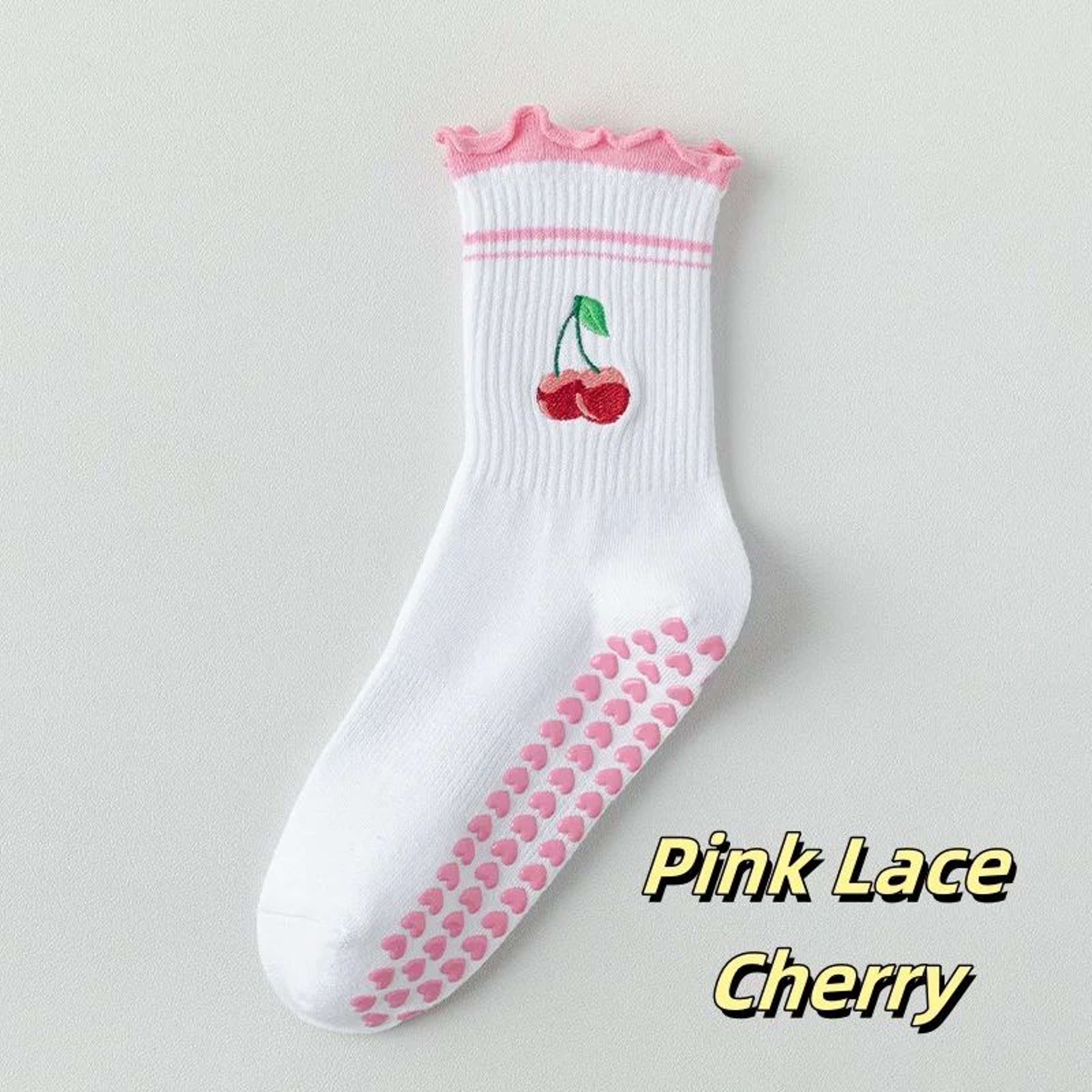 Womens Knitted Embroidered NonSlip Yoga Socks EU 3643  Silicone Grip Pilates  Fitness MidCalf Socks 14