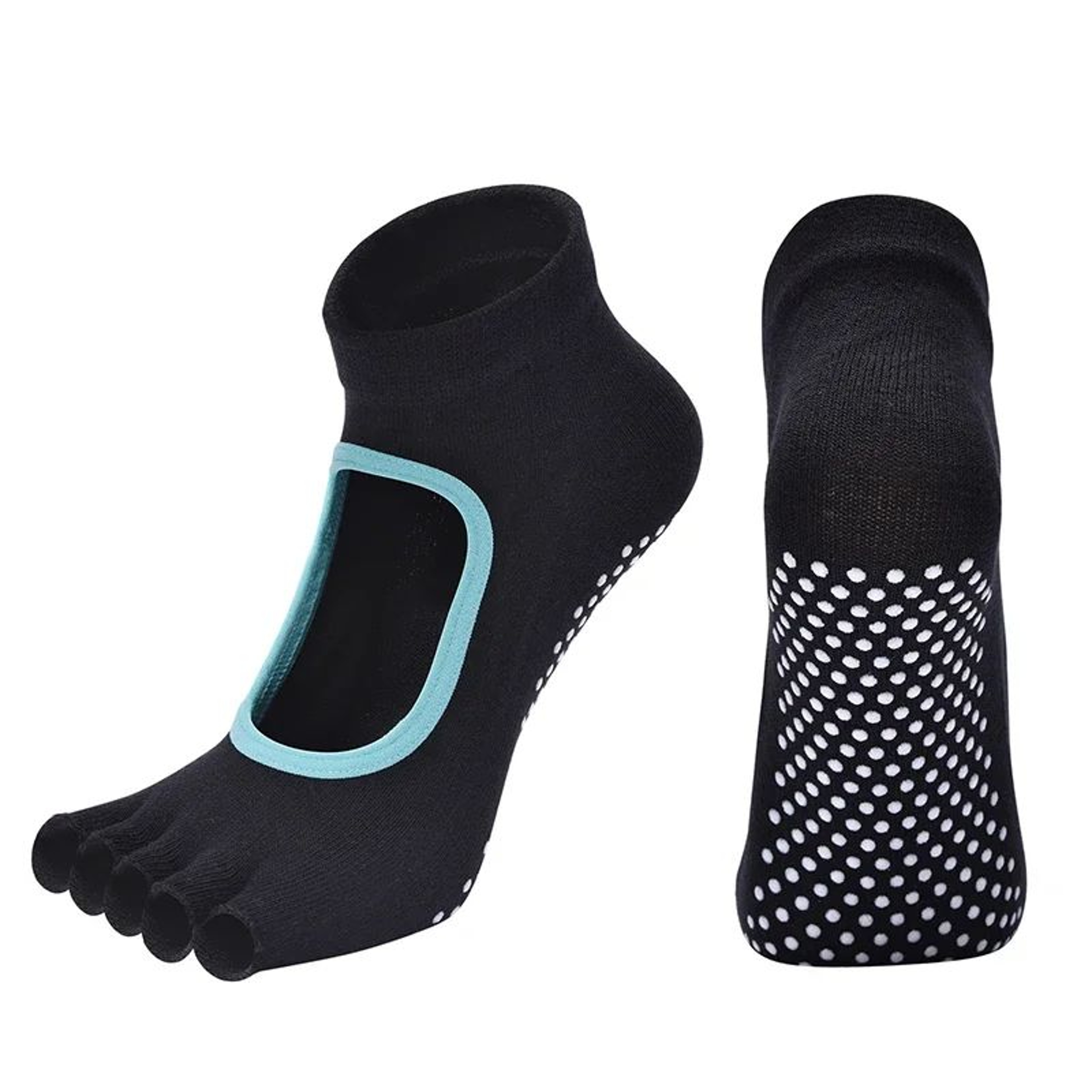 Womens Cotton FiveToe Backless Yoga Socks  Breathable AntiSlip Silicone Pilates  Ballet Grip Socks 8