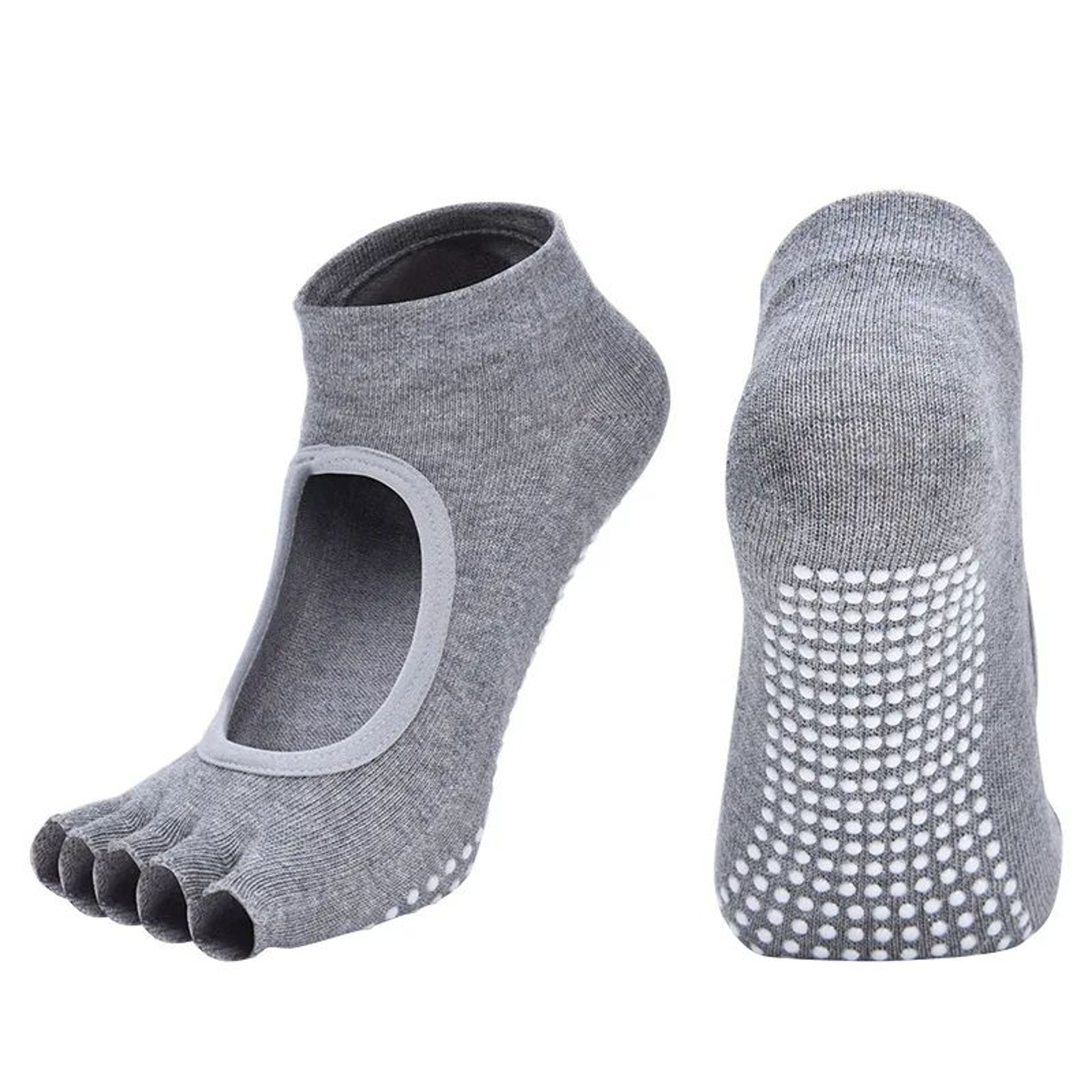 Womens Cotton FiveToe Backless Yoga Socks  Breathable AntiSlip Silicone Pilates  Ballet Grip Socks 10