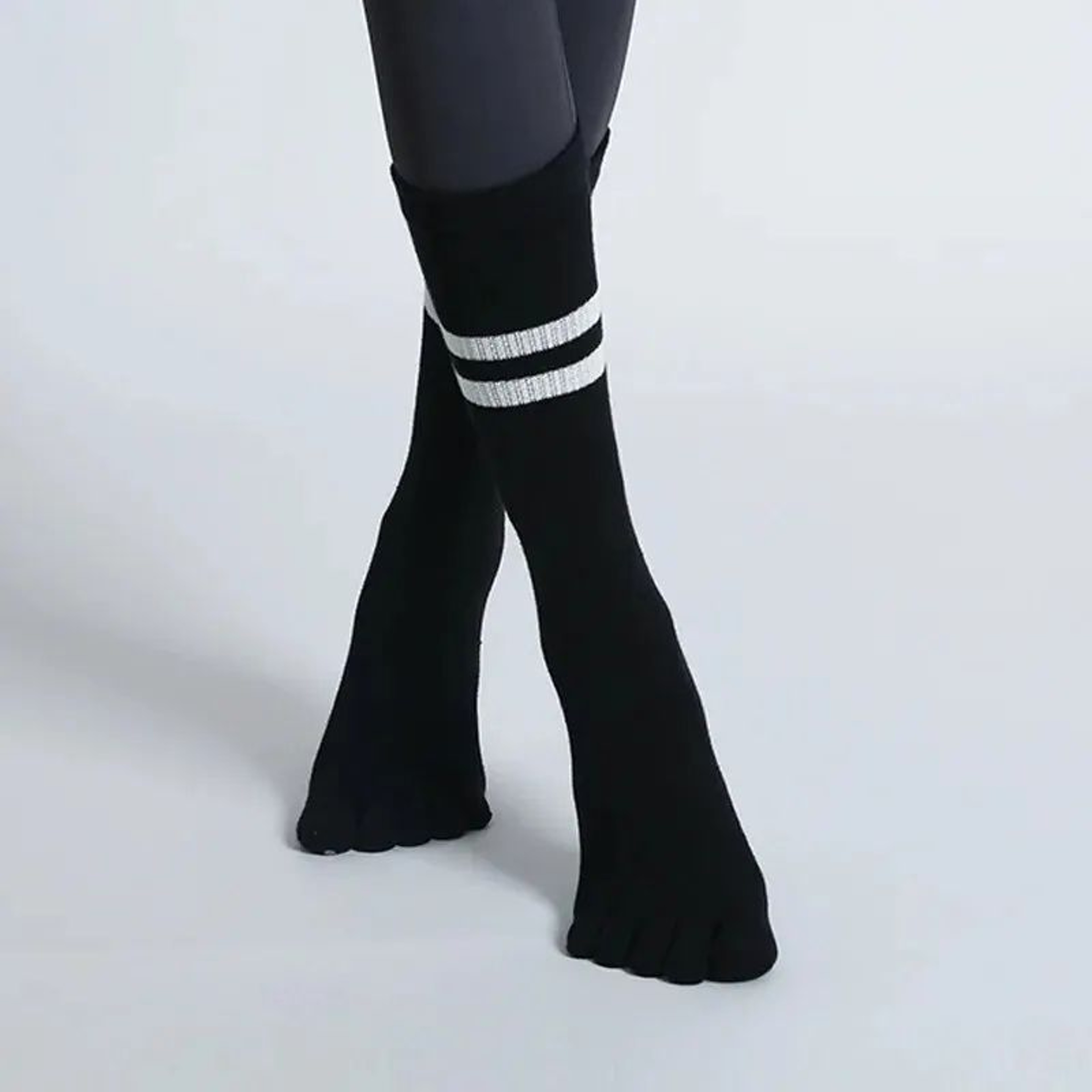 Womens Breathable FiveToe NonSlip Yoga Socks  MidCalf Cotton Pilates  Ballet Grip Floor Socks US 45 6