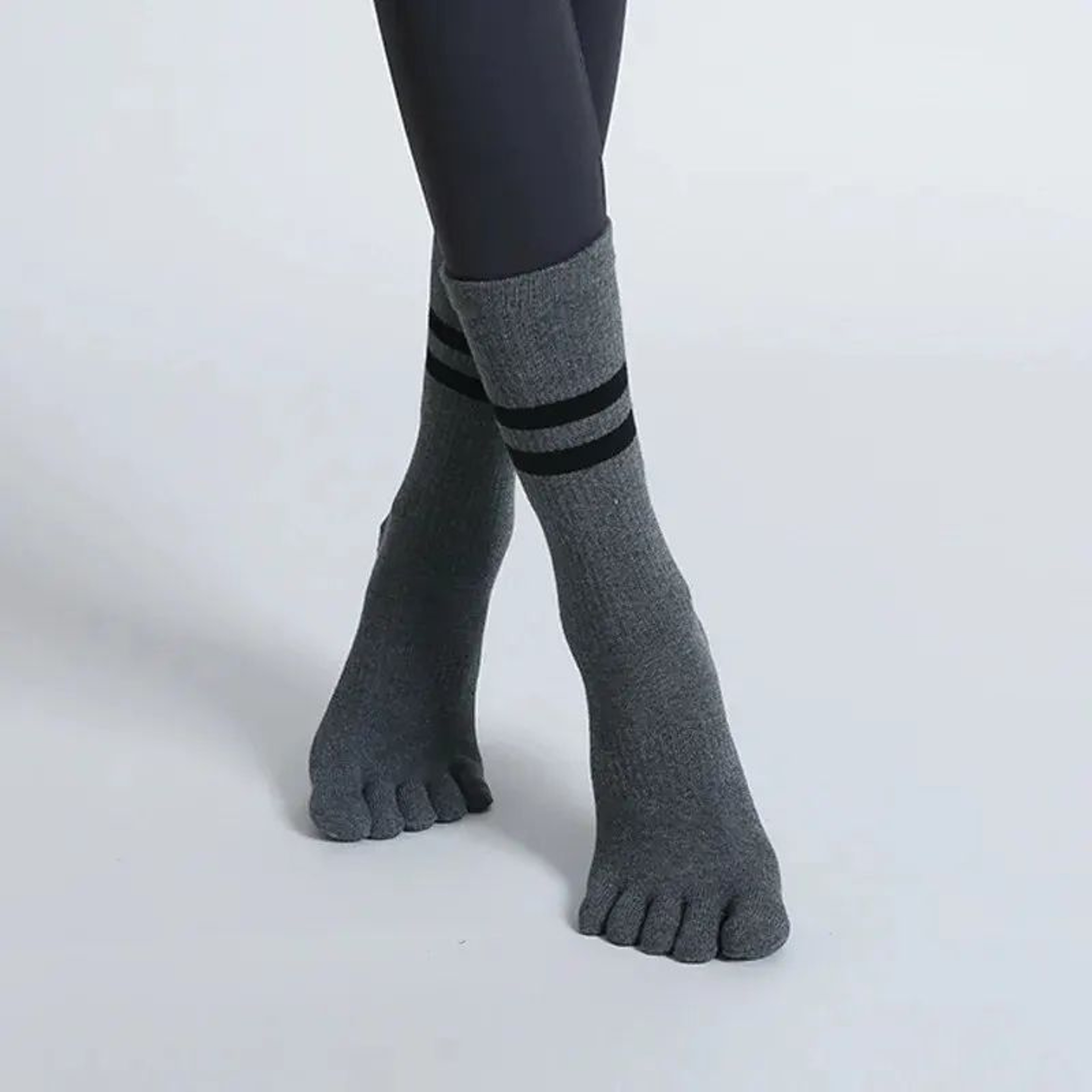 Womens Breathable FiveToe NonSlip Yoga Socks  MidCalf Cotton Pilates  Ballet Grip Floor Socks US 45 8