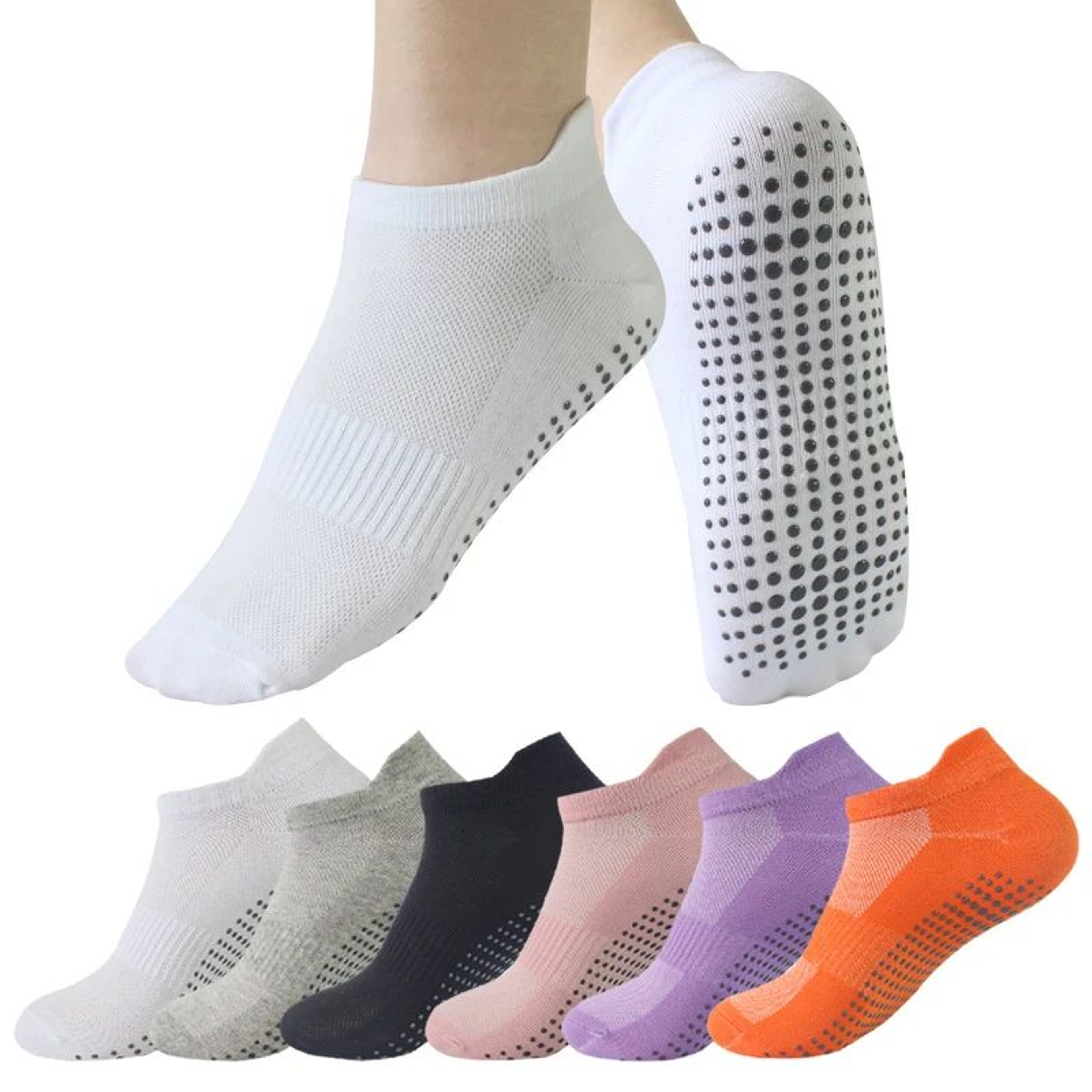 5 Pairs Womens NonSlip Yoga Socks  Cotton Breathable LowCut Pilates  Dance Grip Socks 0