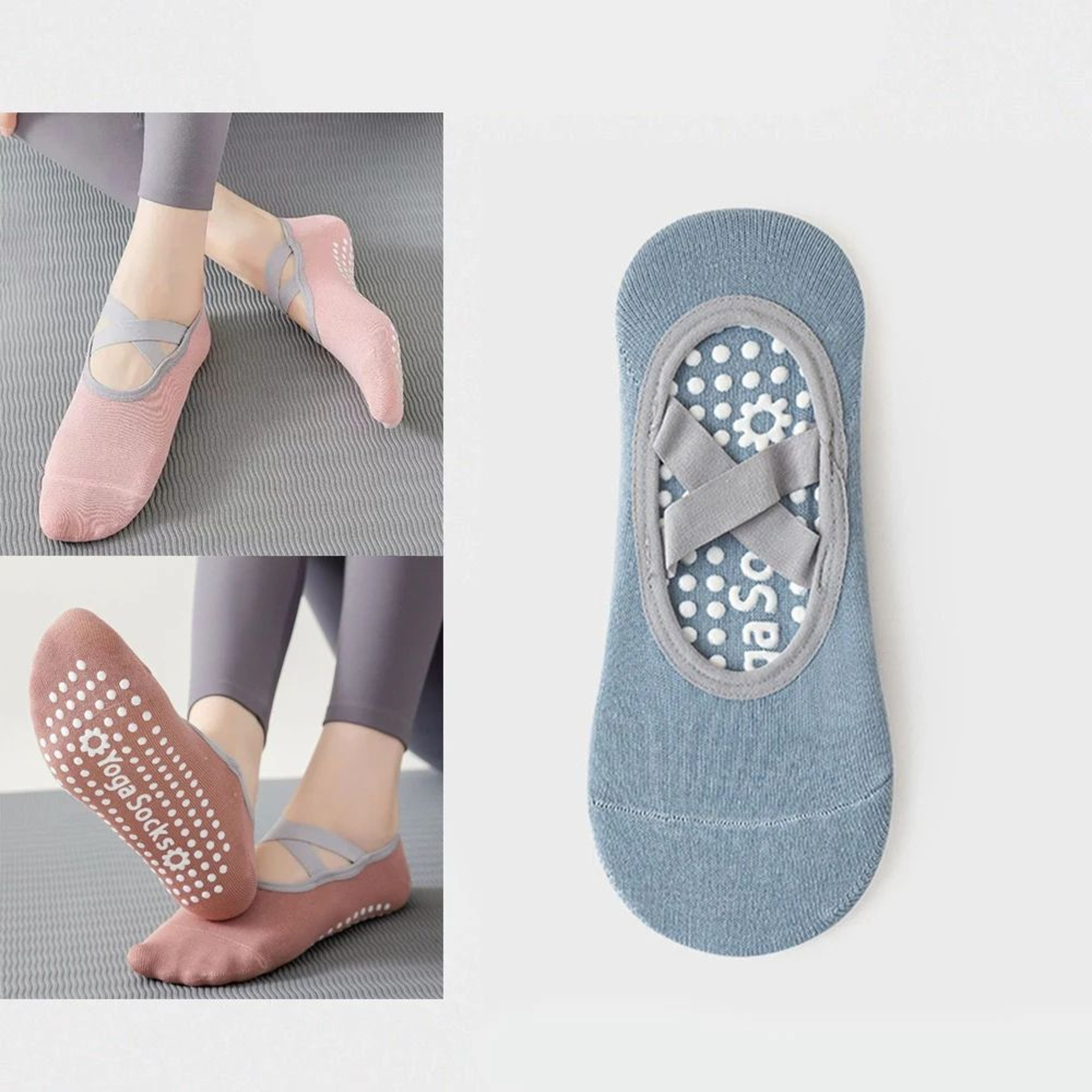 Professional Backless NonSlip Yoga Socks  Silicone Grip Breathable Pilates Fitness Socks For Women 16