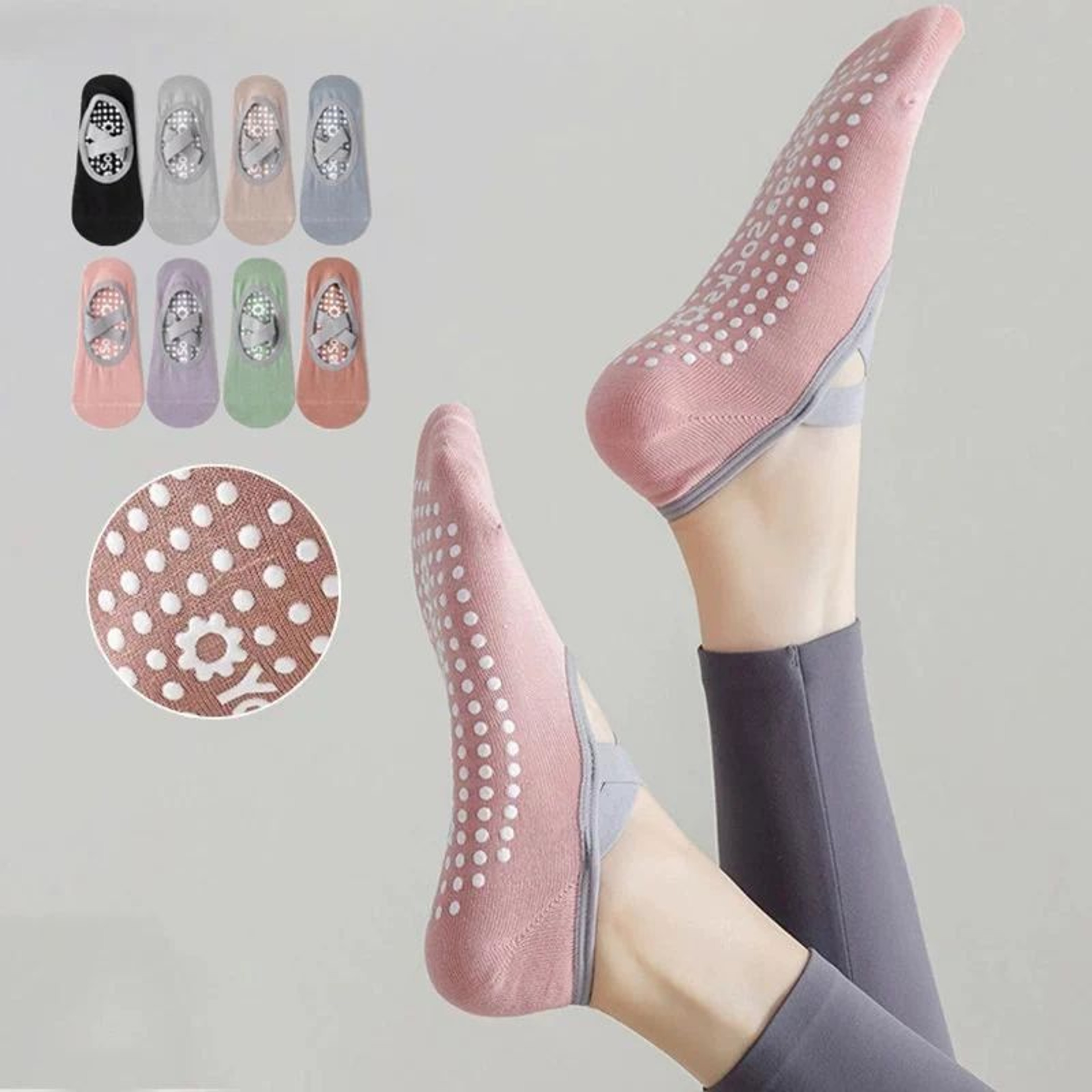 Womens Terry Cotton NonSlip Yoga Socks  Breathable Bandage Pilates  Ballet Grip Fitness Socks 2