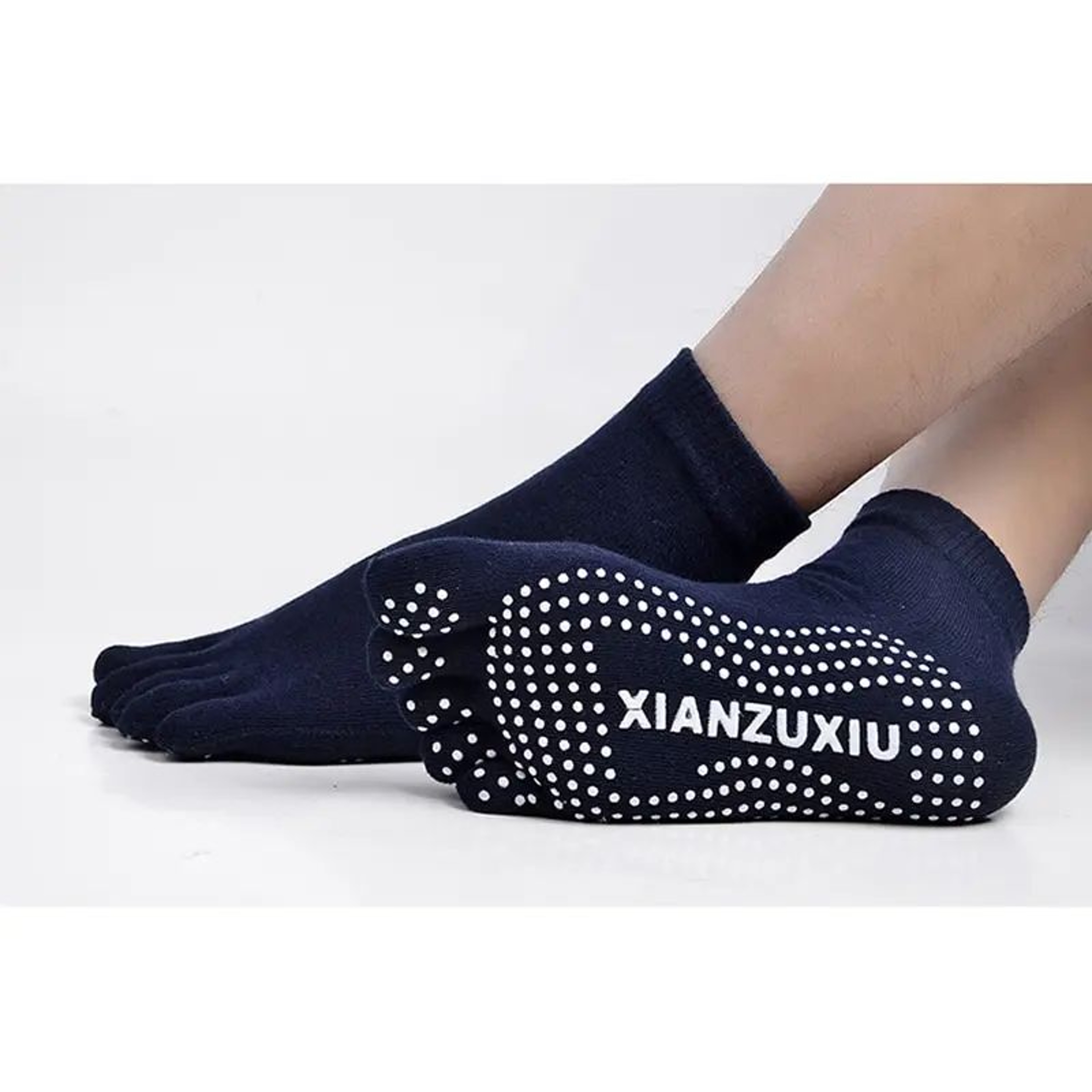 Mens Cotton FiveToe NonSlip Pilates Socks  Breathable Massage Yoga  Sports Grip Socks 2