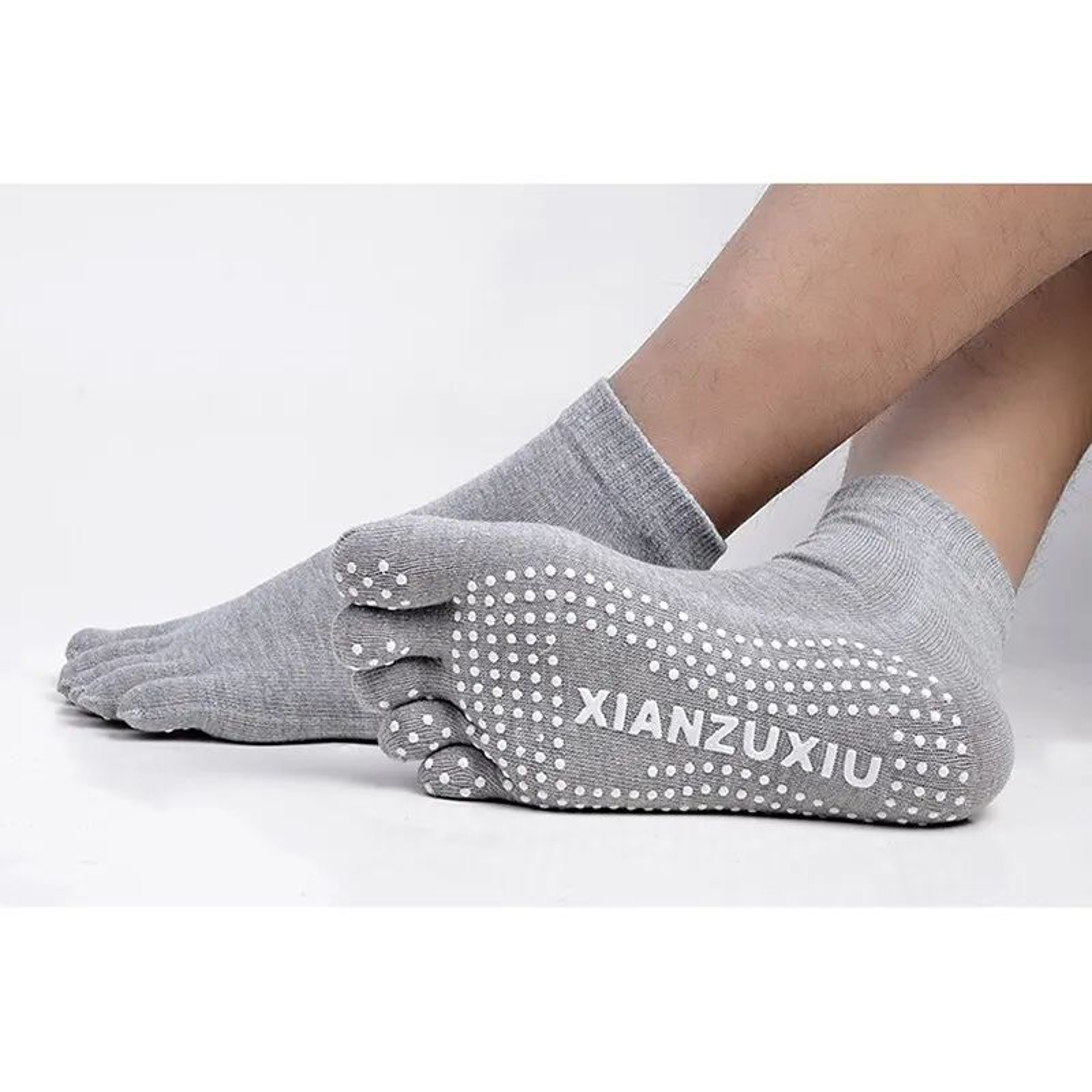Mens Cotton FiveToe NonSlip Pilates Socks  Breathable Massage Yoga  Sports Grip Socks 3