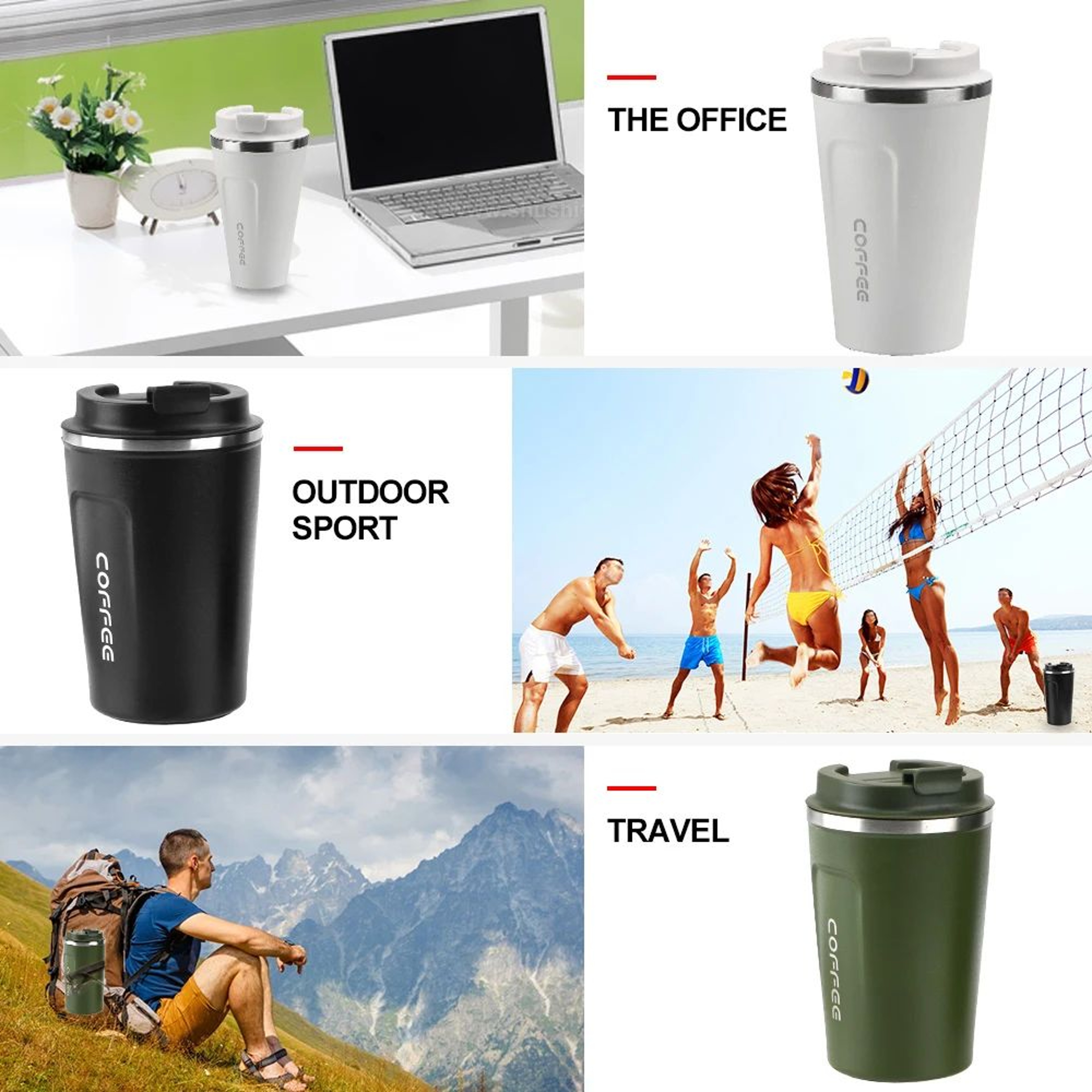 Thermo Cafe Double Wall Stainless Steel Travel Mug  Leakproof Coffee Thermos Cup 3