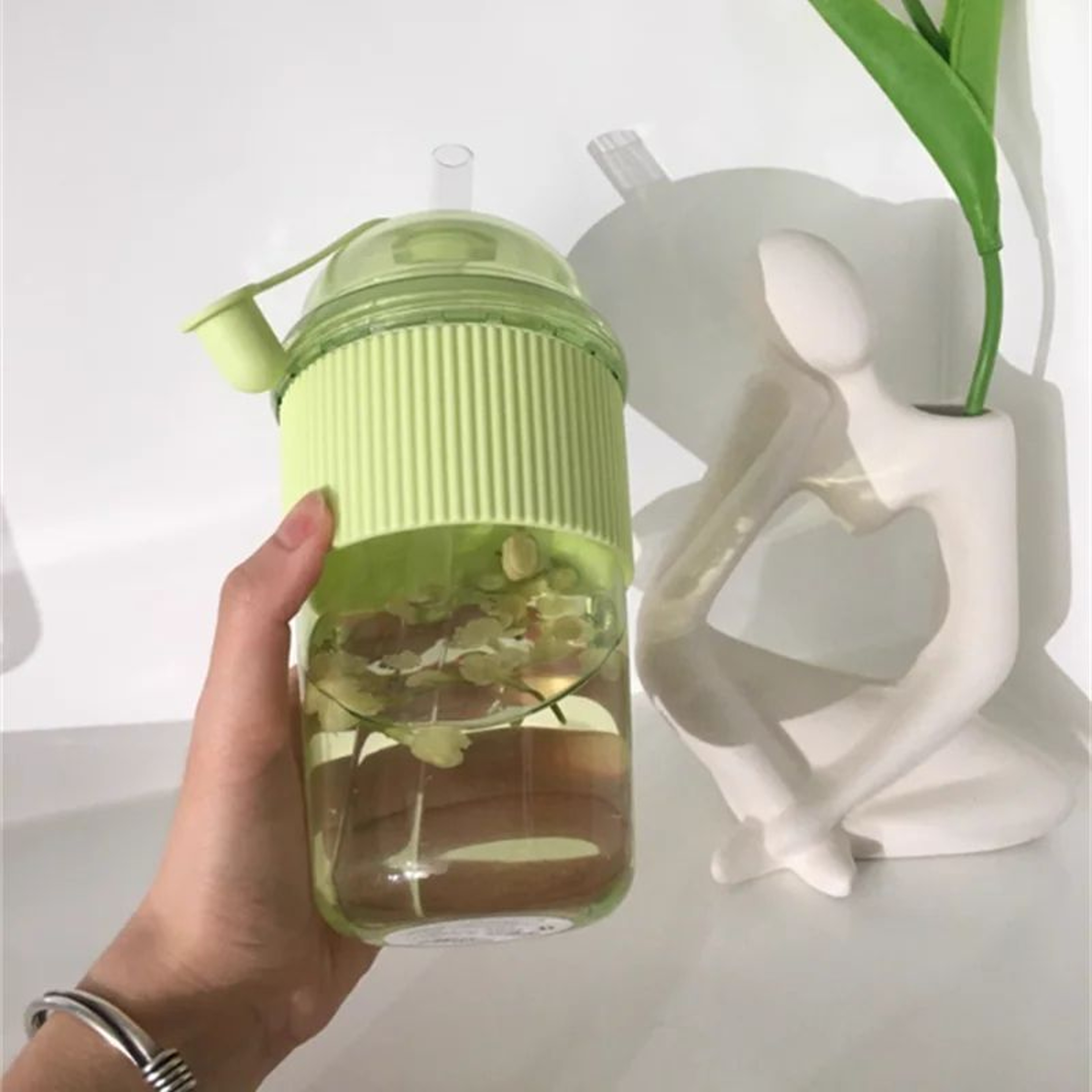 430ml Ins Style Straw Tumbler With Lid  Large Capacity Reusable Boba Tea  Coffee Cup 3