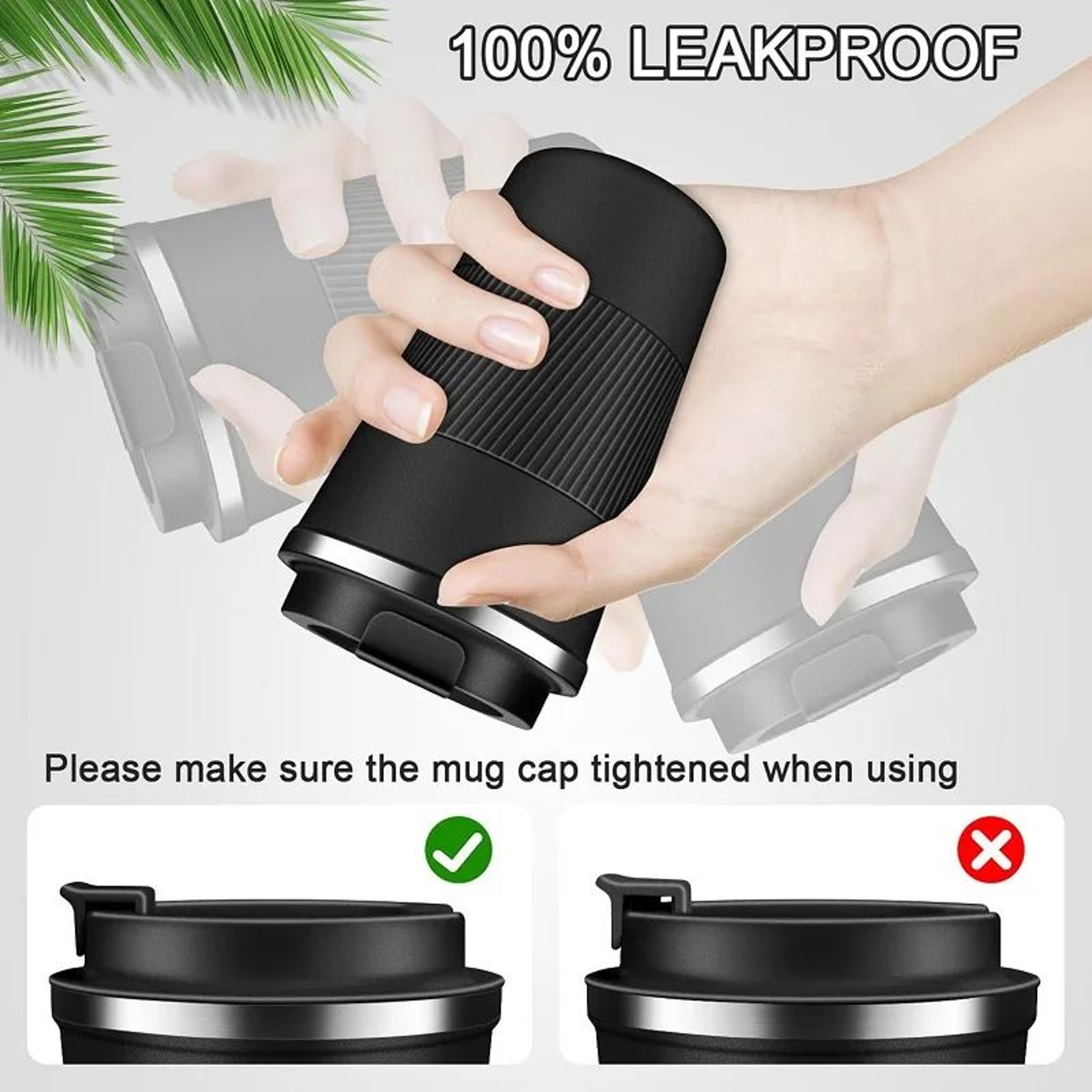 304 Stainless Steel Leakproof Travel Coffee Mug  Double Wall Insulated Thermal Bottle 2