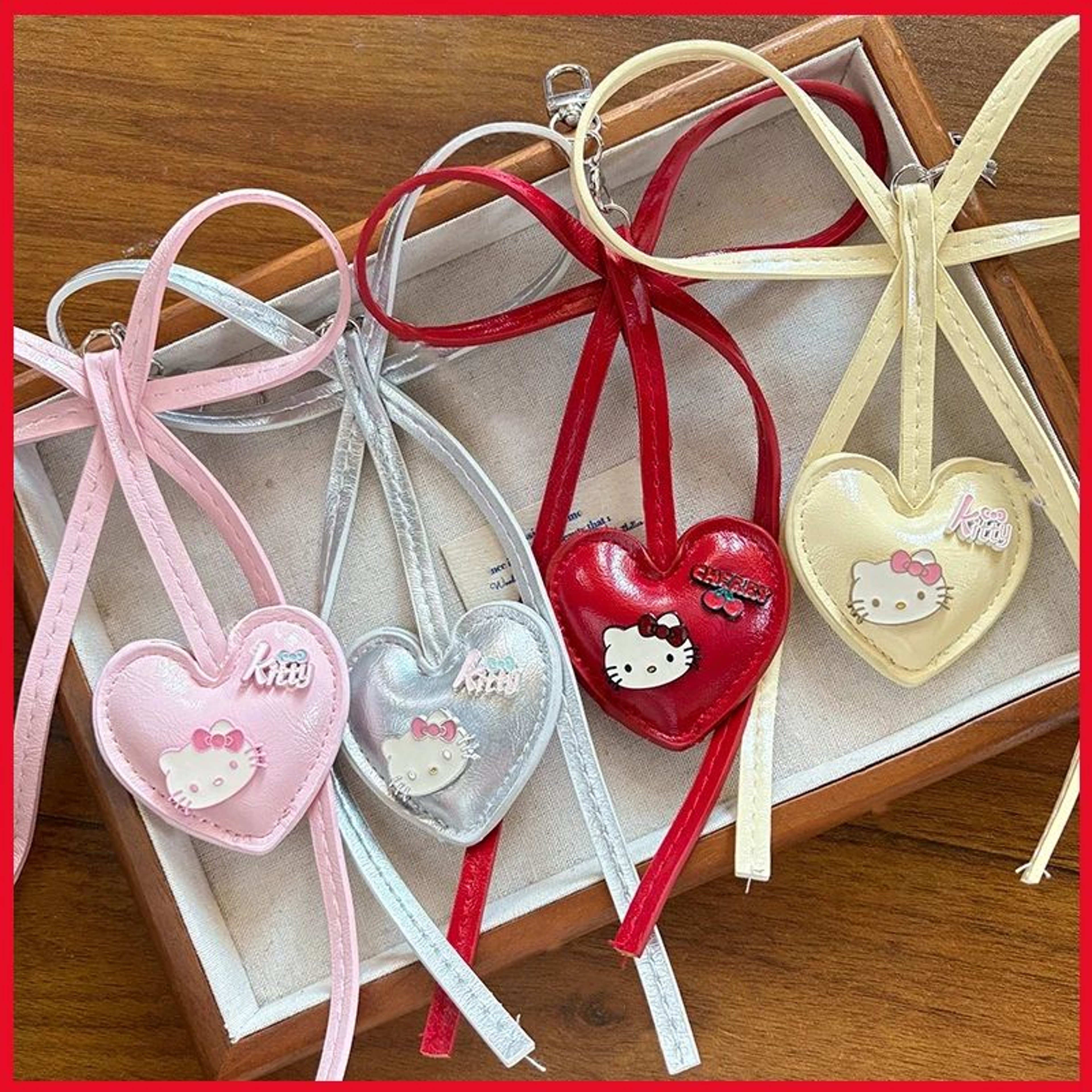 Cute Cartoon Kitten Plush Keychain  Heart Shaped PP Cotton Backpack  Car Hanging Pendant Gift 0