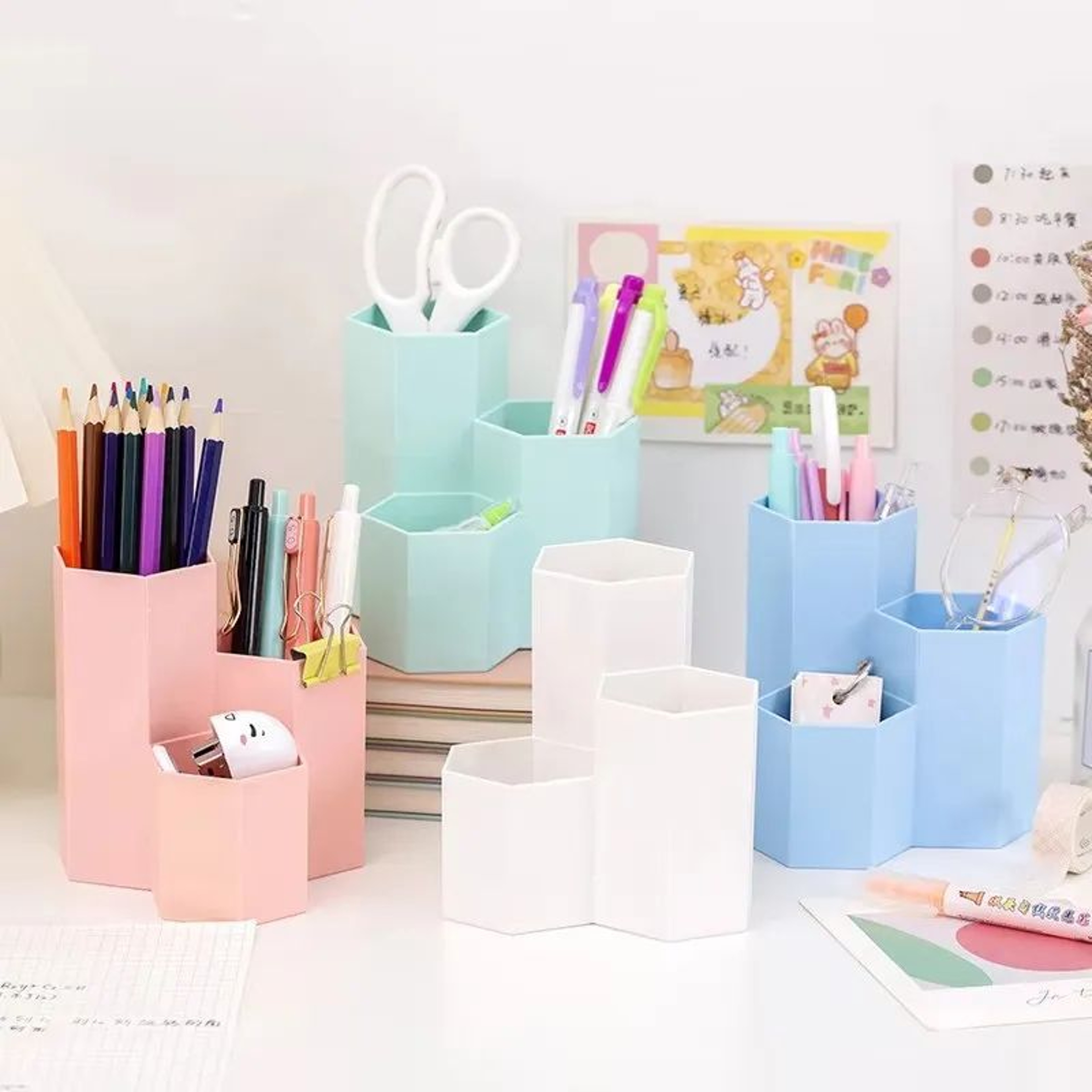 ThreeGrid Multifunctional Pen Holder  Desktop Stationery  Makeup Brush Storage Box Organizer 3